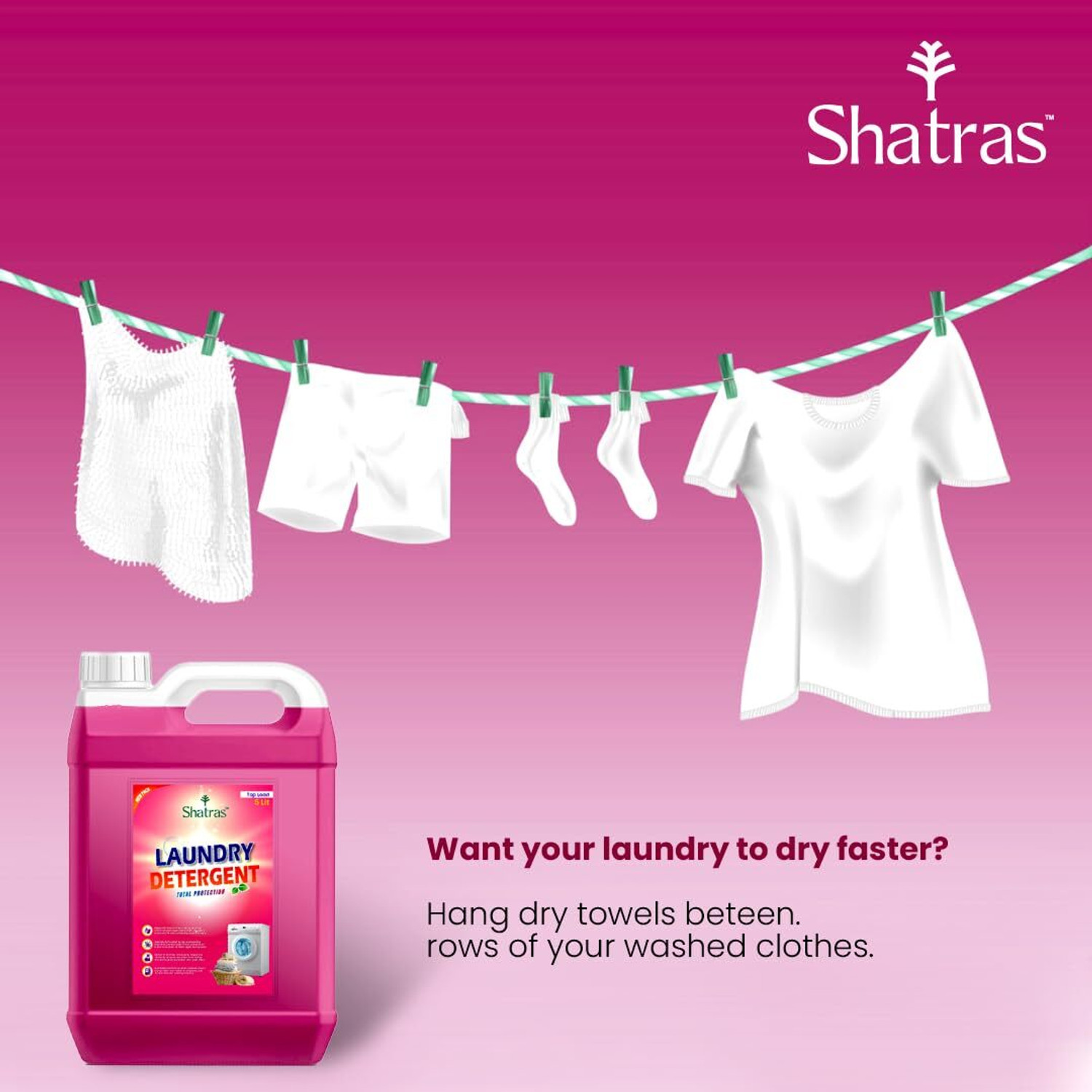 Image of Shatras Laundry Liquid Detergent For Top-Load And Front Load Machine - Lily+Lavender Lavender Liquid Detergent (2 x 5 L)