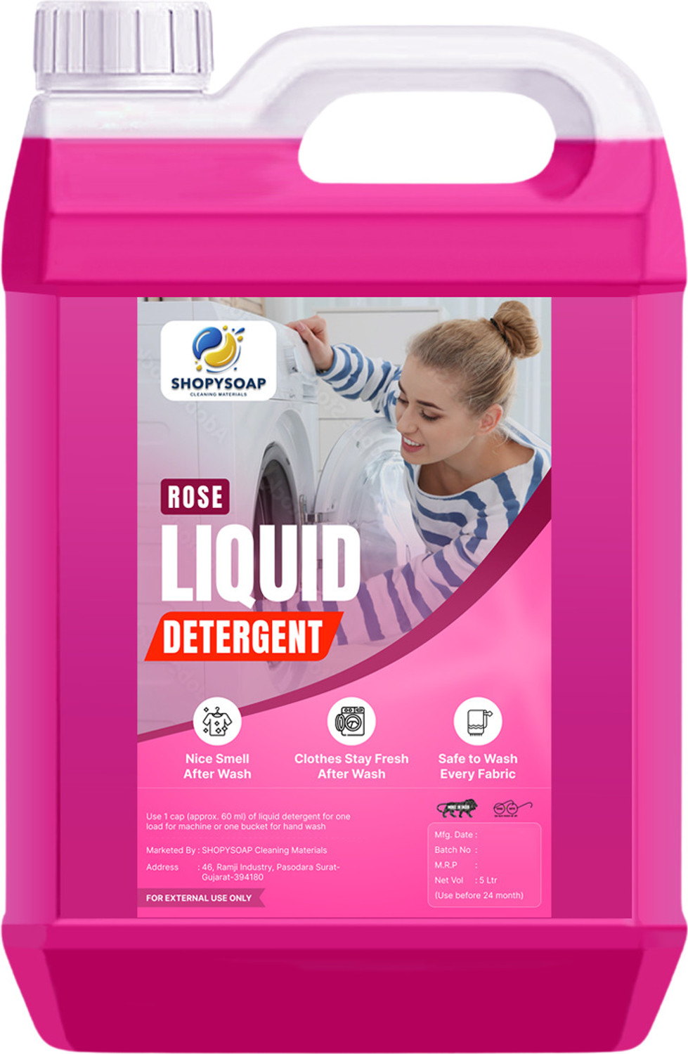 Image of EROSKET Washing machine liquid detergent top load and front load (5 ltr) 2 Multi-Fragrance Liquid Detergent (2 x 5000 ml)