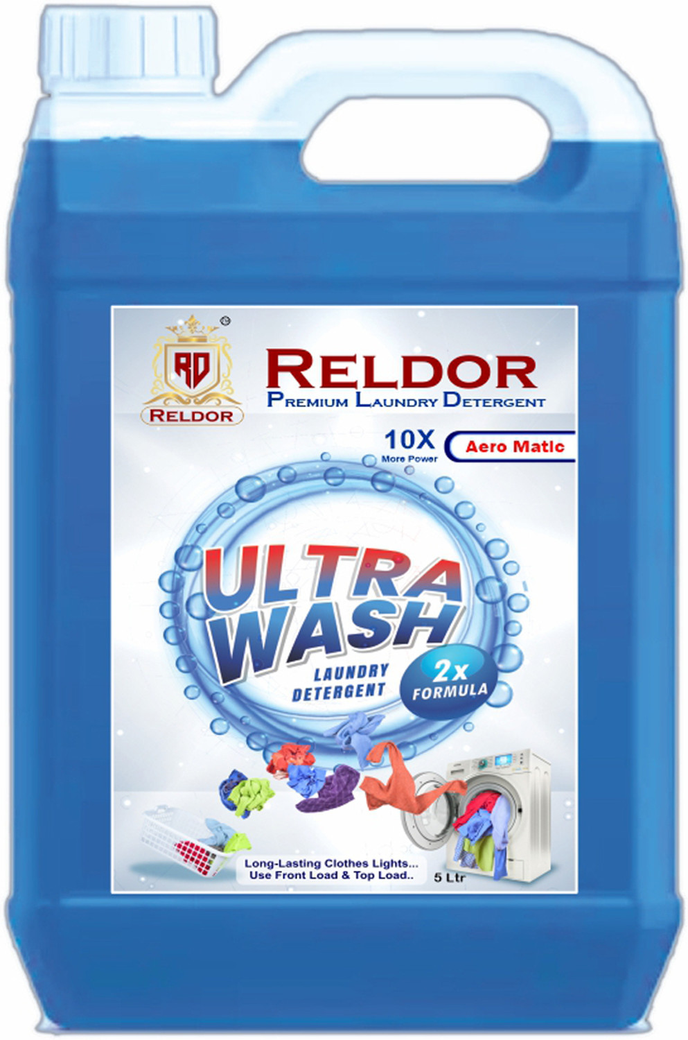 Image of EROSKET Washing machine liquid detergent top load and front load (5 ltr) 2 Multi-Fragrance Liquid Detergent (2 x 5000 ml)