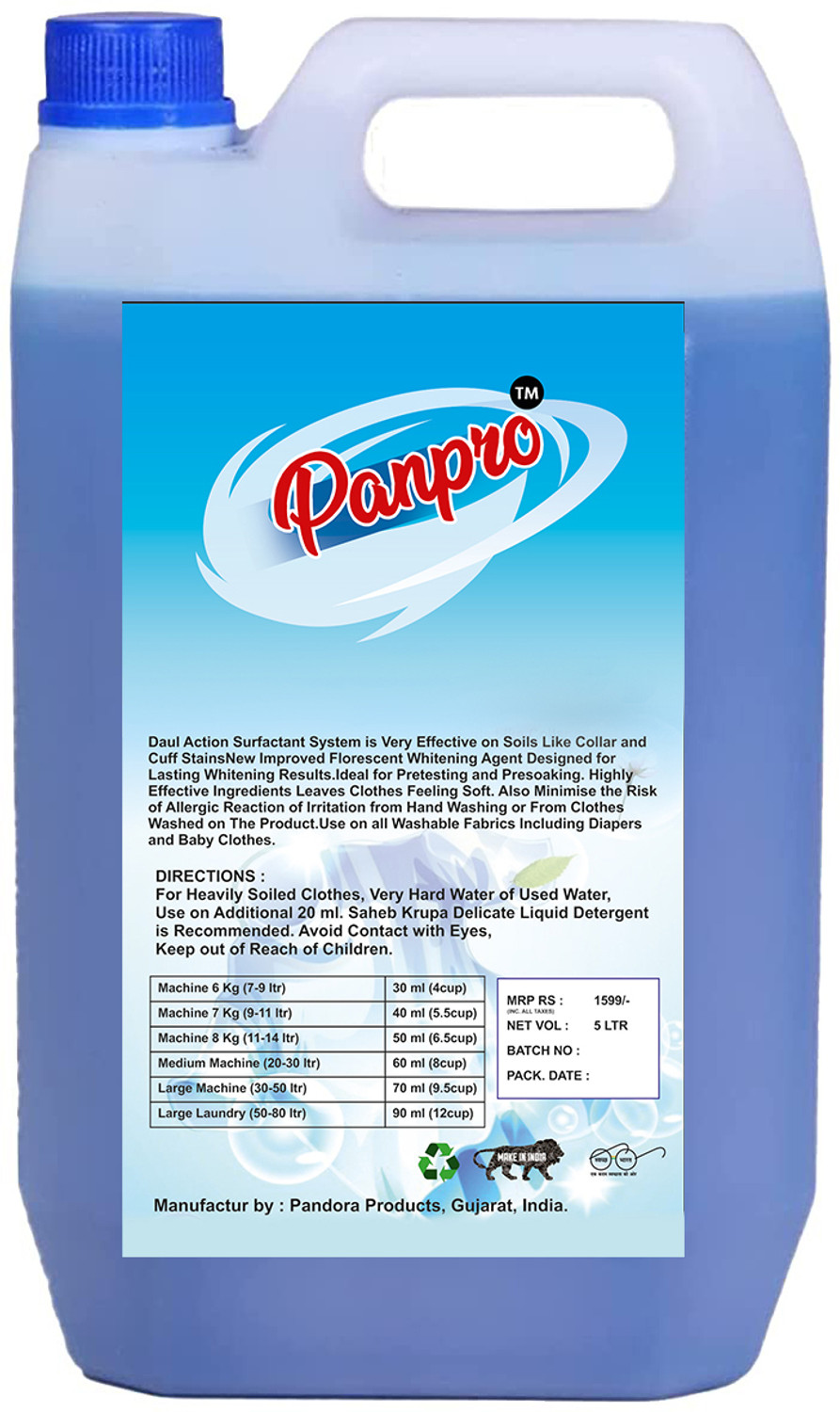 Image of PanPro Combo (5L Yellow Dishwash gel + 5L Blue Liquid Detergent) 10L Multi-Fragrance Liquid Detergent (2 x 5000 ml)