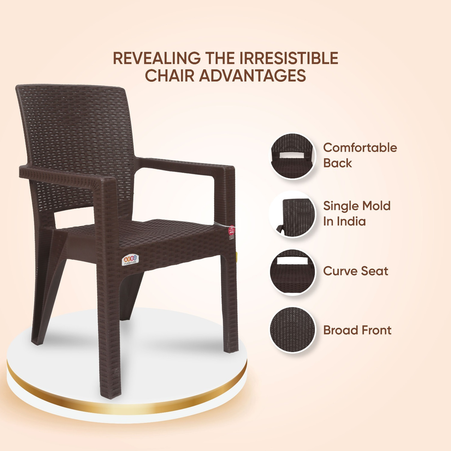 Image of AVRO furniture Platinum Heavy Duty Relaxing Chair for Living Room Home Garden Office Plastic Living Room Chair (Finish Color - Brown, Pre-assembled)