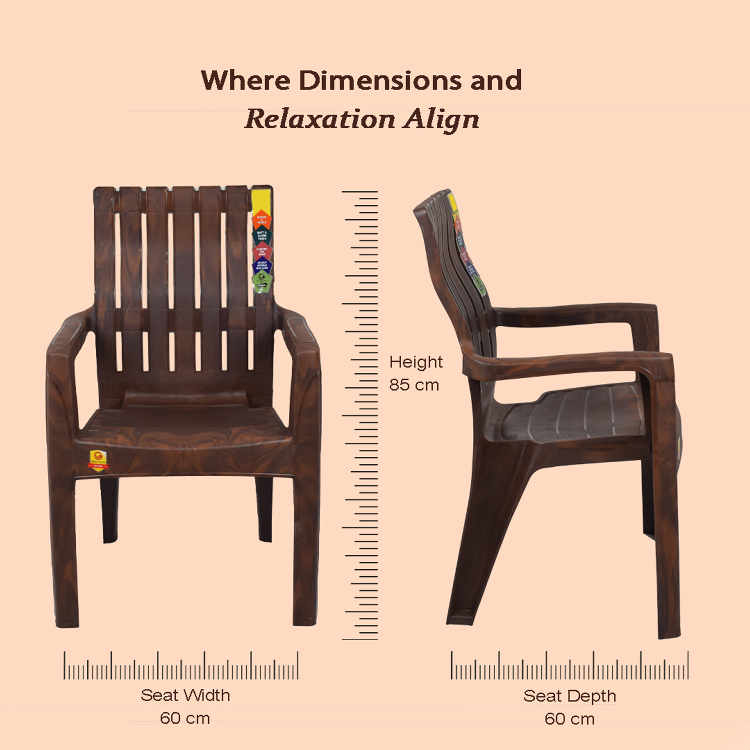 Image of COMFORT Creation Gold Model heritage ortho with high back heavy duty mould Plastic Living Room Chair (Finish Color - Brown, Pre-assembled)