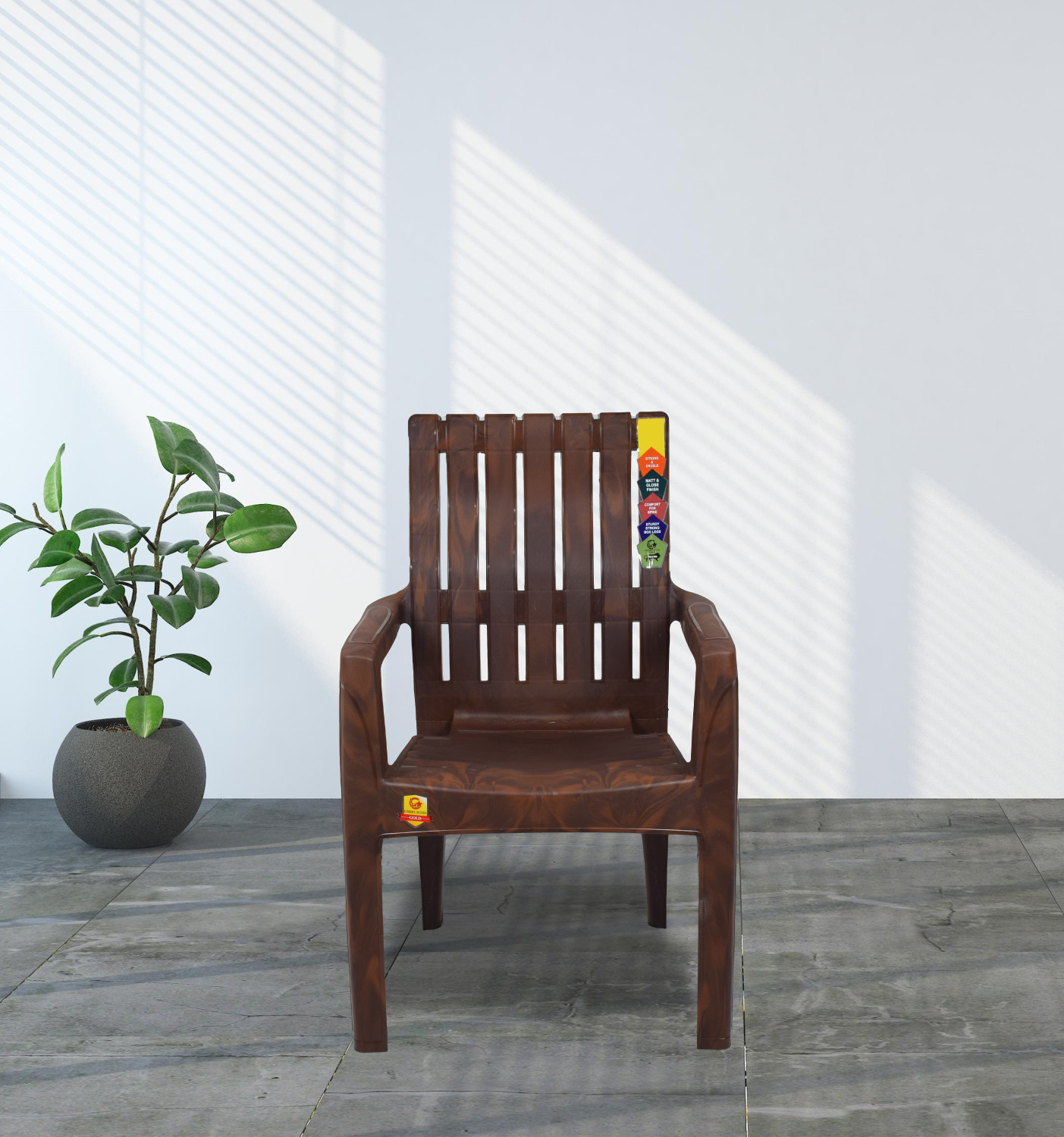 Image of COMFORT Creation Gold Model heritage ortho with high back heavy duty mould Plastic Living Room Chair (Finish Color - Brown, Pre-assembled)