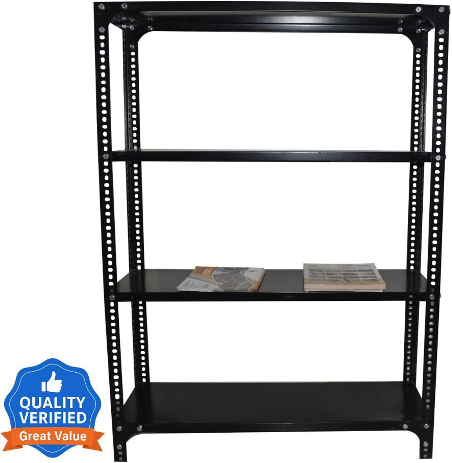 Image of ALIJA Slotted Angle Metal Rack (2 x 2.5 x 1 Ft. / 24 x 30 x 12 Inch) with 3 Shelves Storage Rack Unit (24 Gauge Shelf 18 Gauge Angle) (Black) Luggage Rack