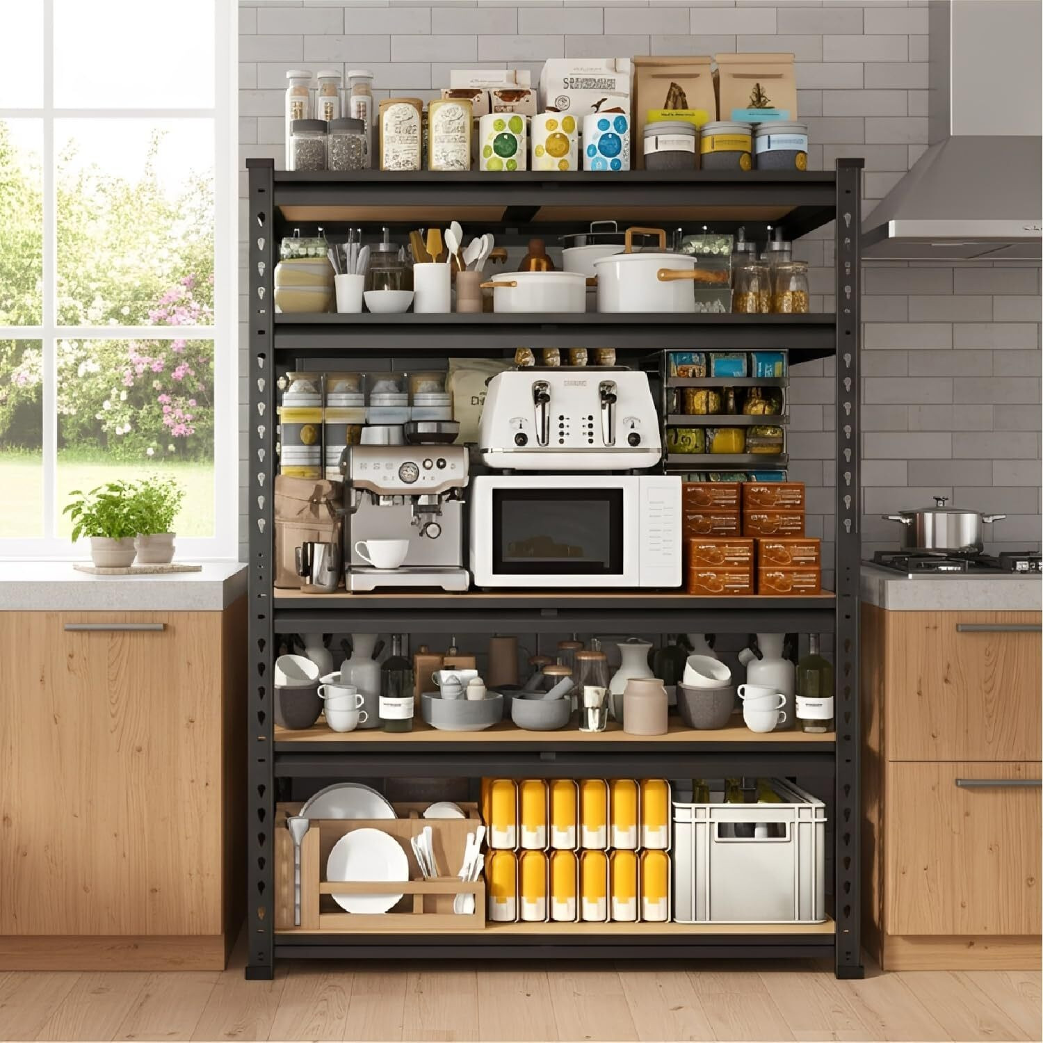 Image of JD FRESH 5-Tier Extra Large Metal Shelf Rack Adjustable Boltless Shelving Unit Luggage Rack