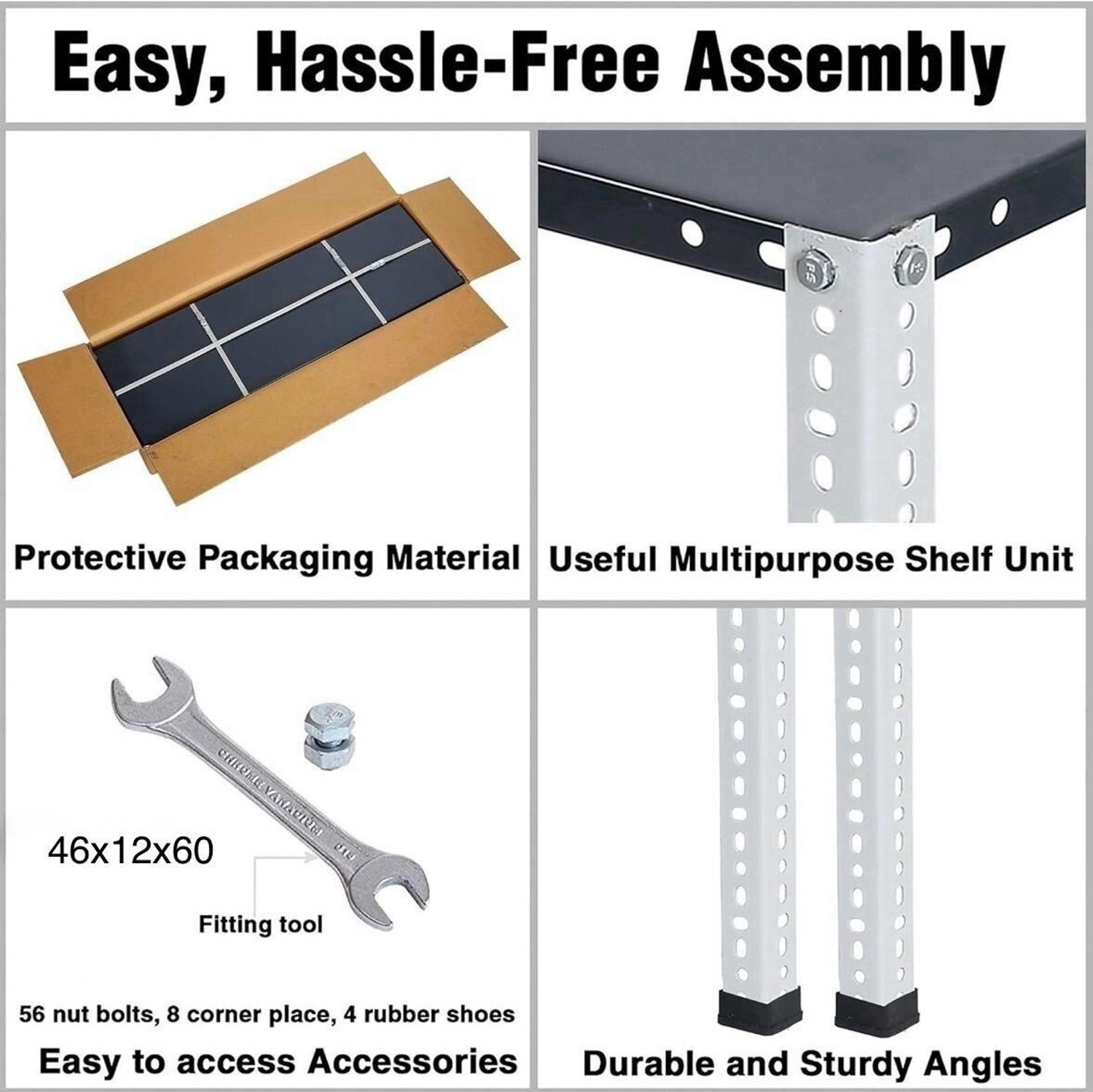 Image of Metalgrid Metal Storage Rack-5FT-20 Gauge,20 Gauge Shelf & 16 Gauge Angle-H5FT x L46 x W12 Luggage Rack