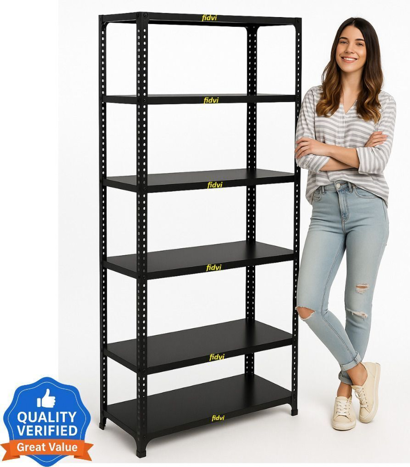 Image of JD FRESH 5-Tier Extra Large Metal Shelf Rack Adjustable Boltless Shelving Unit Luggage Rack