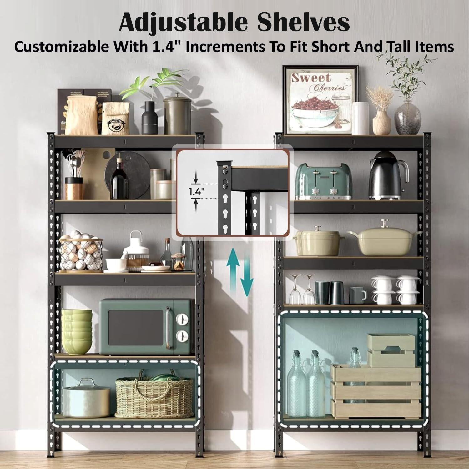 Image of JD FRESH 5-Tier Extra Large Metal Shelf Rack Adjustable Boltless Shelving Unit Luggage Rack