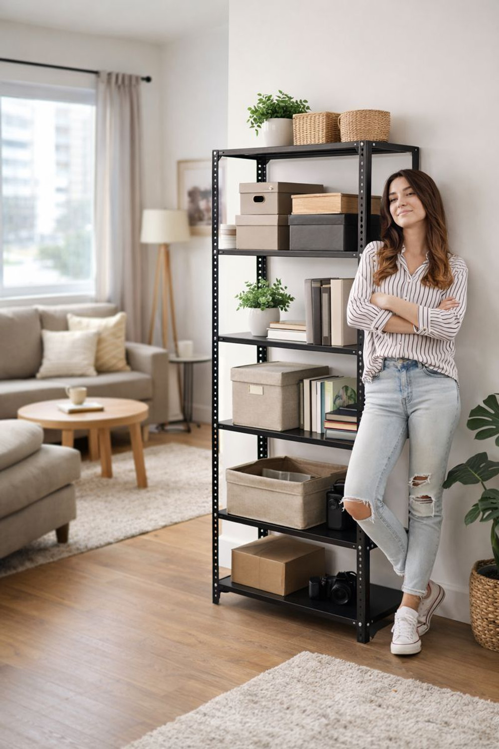 Image of Metalgrid Metal Storage Rack-5FT-20 Gauge,20 Gauge Shelf & 16 Gauge Angle-H5FT x L46 x W12 Luggage Rack