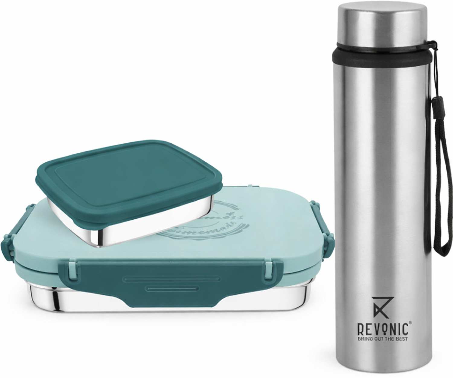 Image of YASHASVI COLLECTION Kids Stainless Steel Lunch Box Set with Water Bottle & Pencil Box 3 Containers Stainless Steel School Lunch Box (600 ml)
