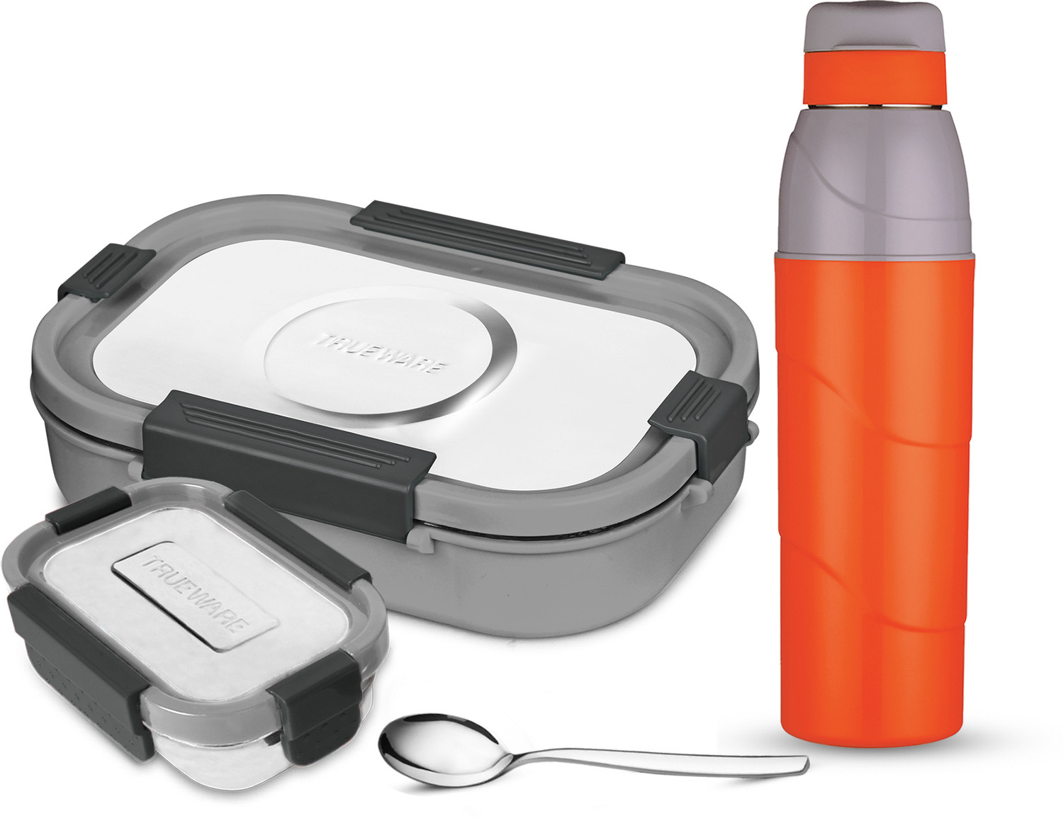Image of YASHASVI COLLECTION Kids Stainless Steel Lunch Box Set with Water Bottle & Pencil Box 3 Containers Stainless Steel School Lunch Box (600 ml)