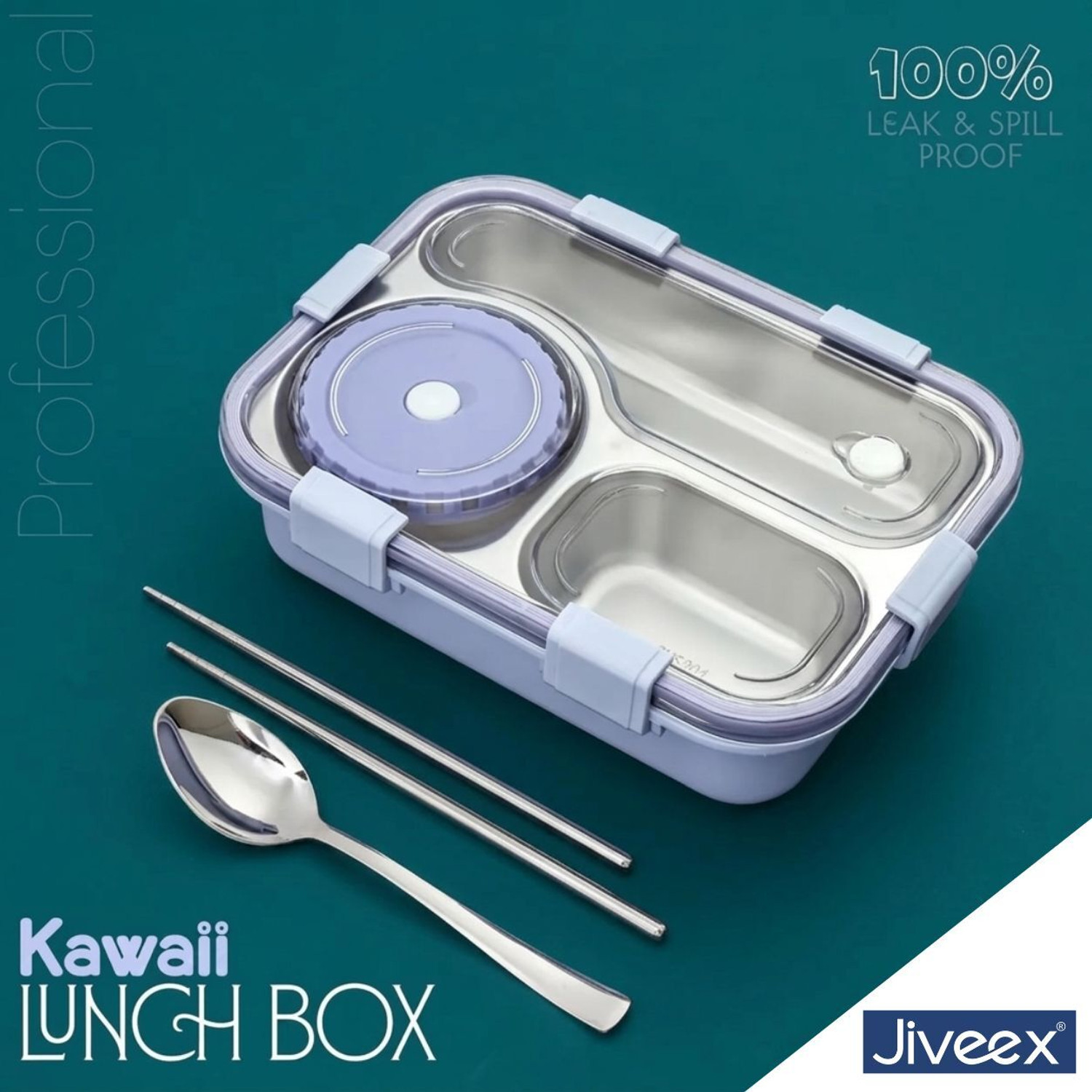 Image of YASHASVI COLLECTION Kids Stainless Steel Lunch Box Set with Water Bottle & Pencil Box 3 Containers Stainless Steel School Lunch Box (600 ml)