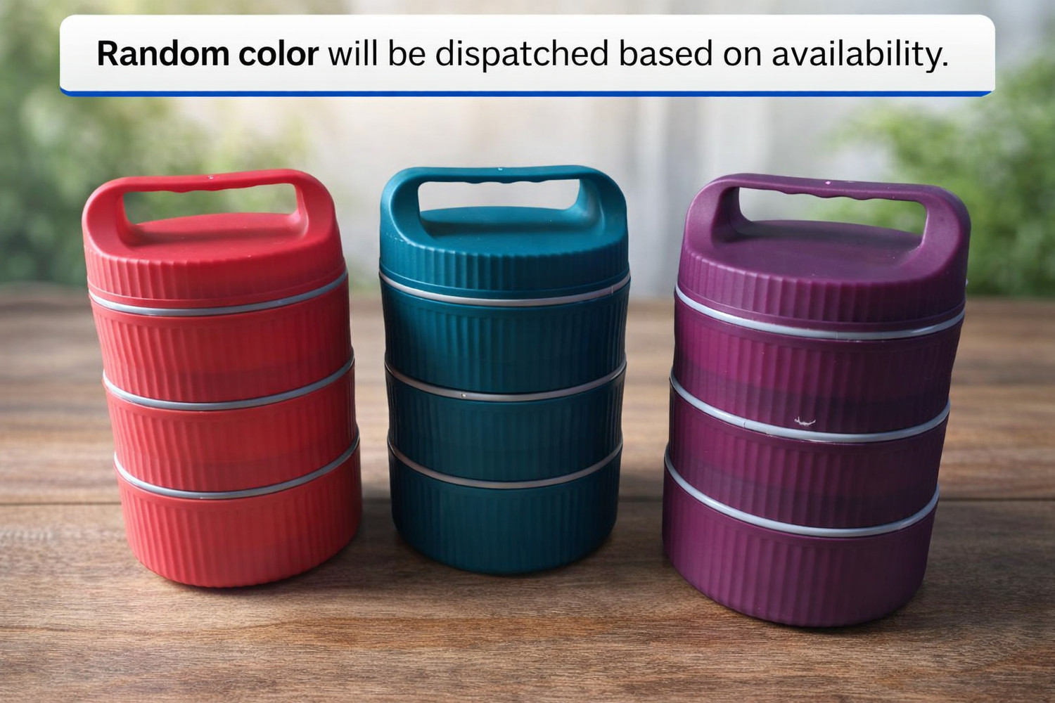 Image of NEKZA Trendy 3 Layer Insulated Lunch Box 3 Containers Plastic Office Lunch Box (1000 ml)