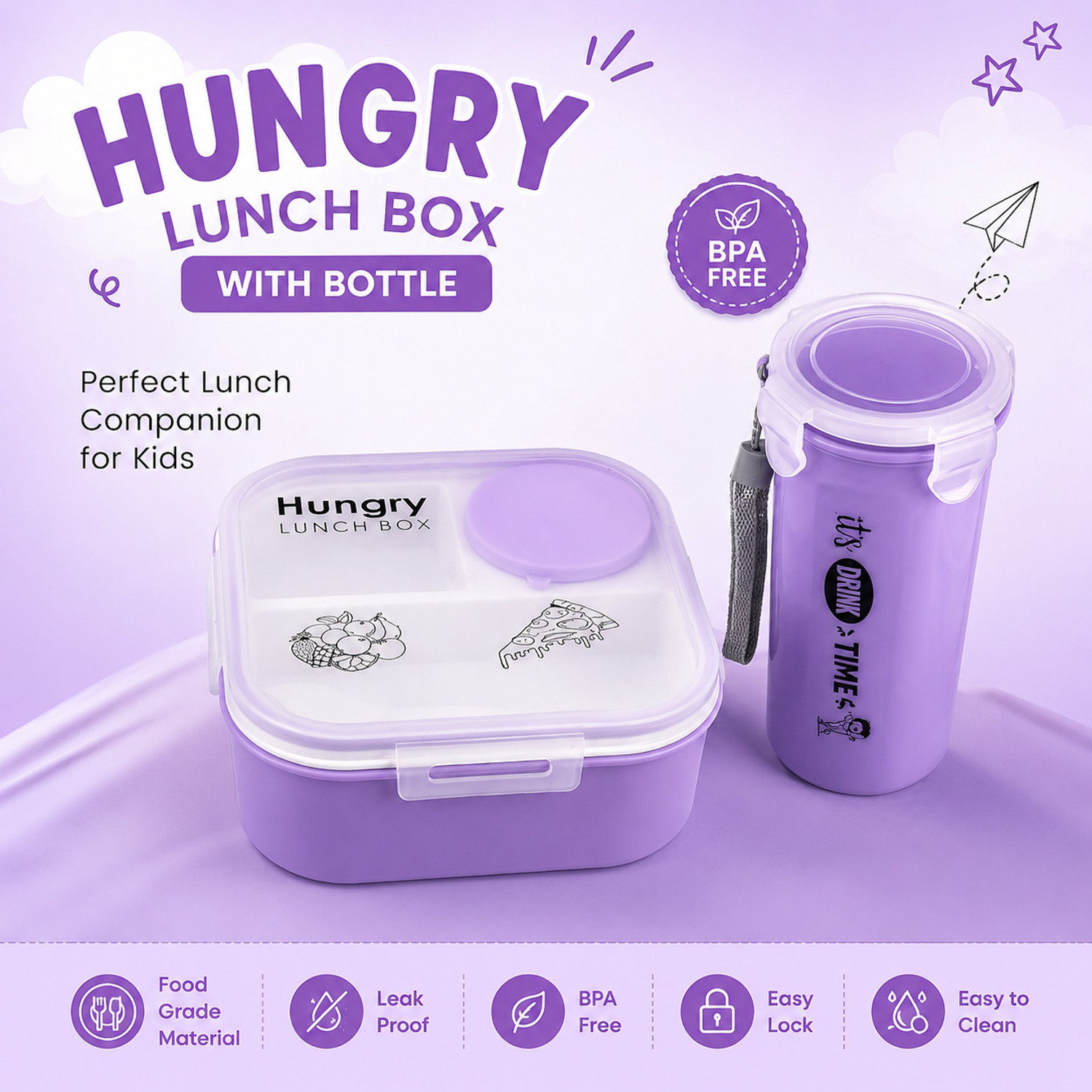 Image of MyPro Homeware HUNGRY DOUBLE DECKER 3 Containers Stainless Steel, Plastic Office Lunch Box (750 ml)