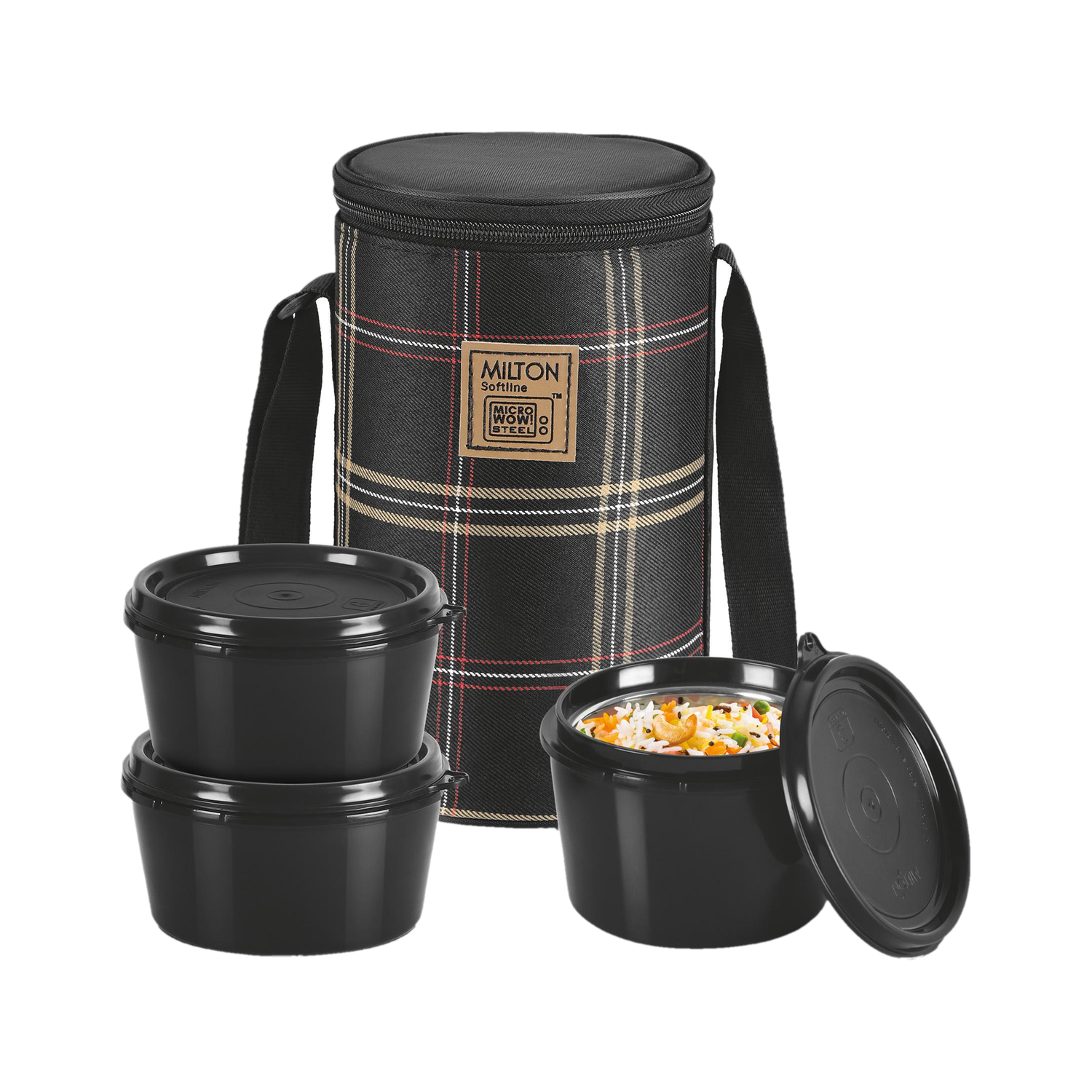 Image of MILTON Thermo Combo Inner Steel Containers (2X320ml & 1X450ml), Bottle 500 ml with Bag 3 Containers Plastic, Stainless Steel Office Lunch Box (500 ml)