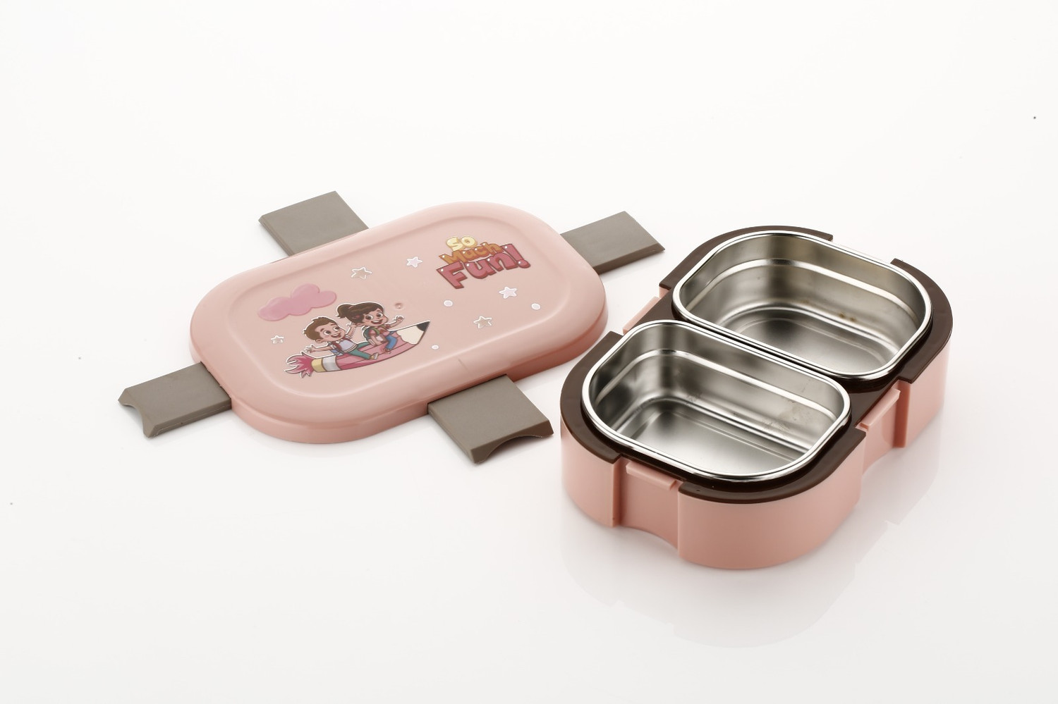 Image of Max Senso Bonnie Insulated Steel Lunch Box for Kids Lunch Box for School & Office. 2 Containers Stainless Steel, Plastic School Lunch Box (1050 ml, Microwave Safe)