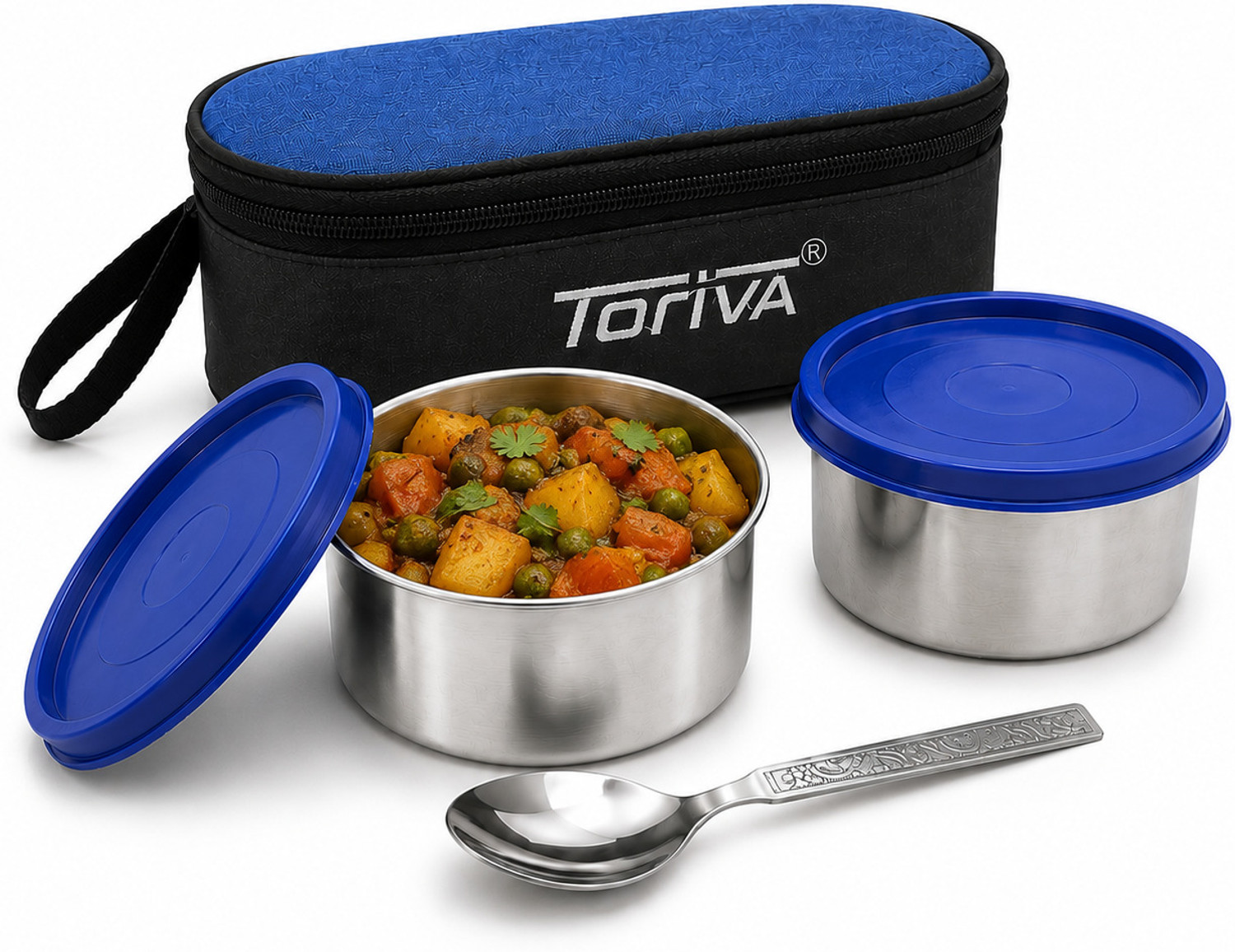 Image of ABC Shine Stainless Steel Airtight Leak-Proof Lunch Box for Office, School, Picnic 2 Containers Stainless Steel Office Lunch Box (800 ml)