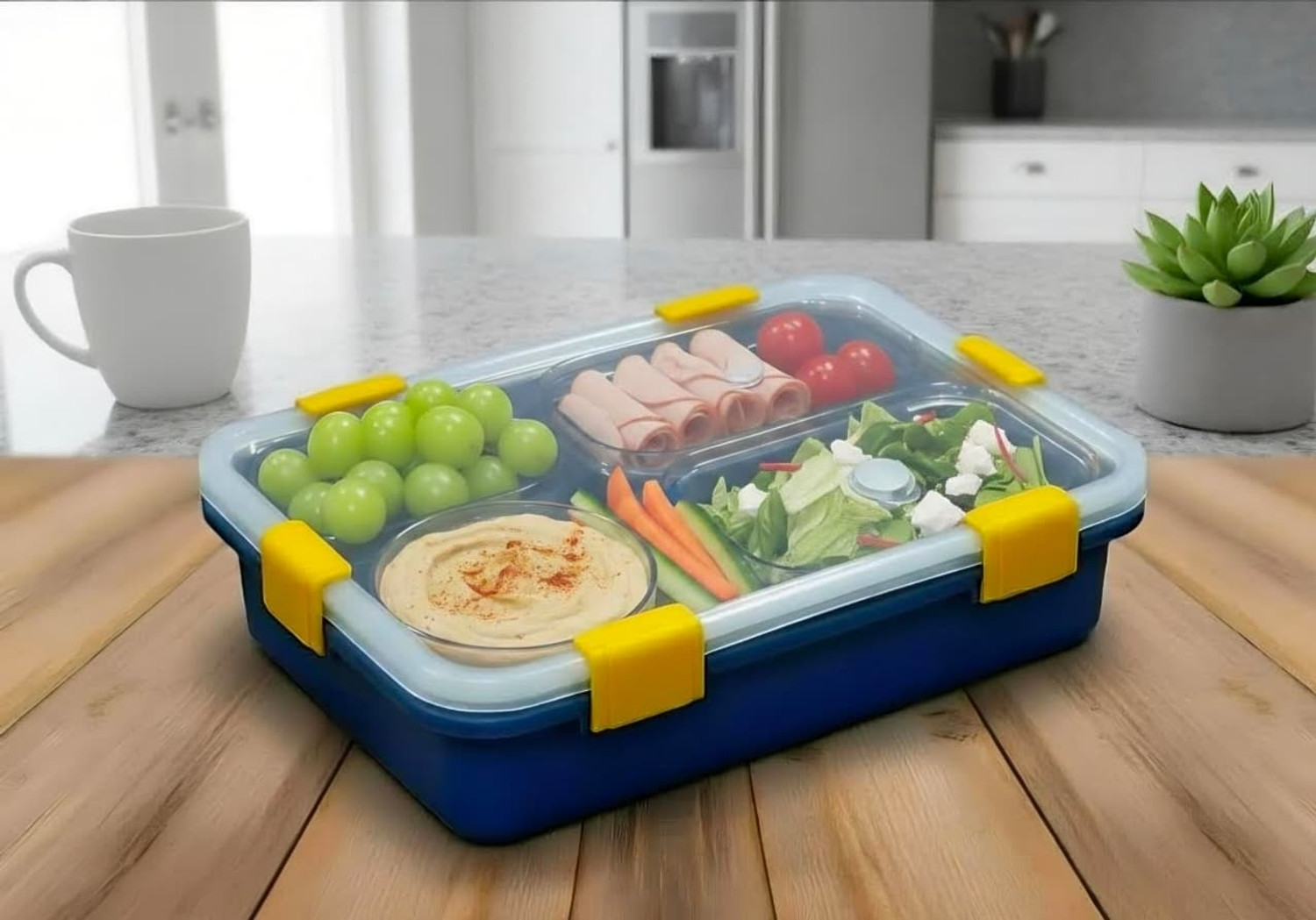 Image of HELLDRA Hsn4 4 Containers Plastic School Lunch Box (1000 ml)
