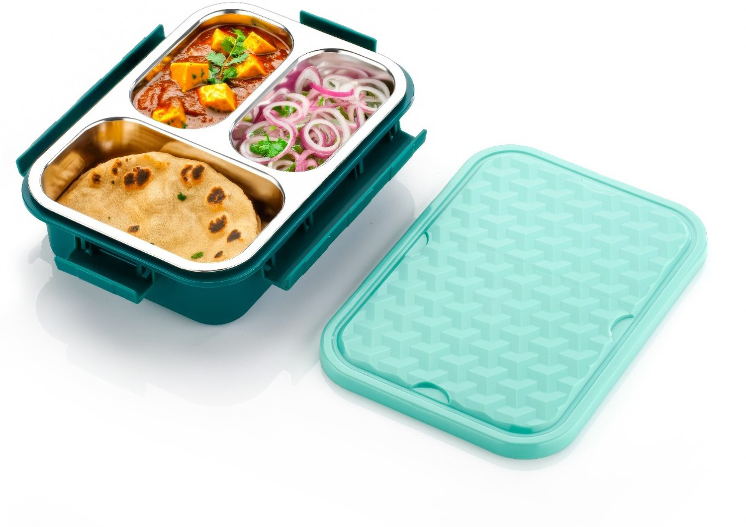 Image of MyPro Homeware HUNGRY DOUBLE DECKER 3 Containers Stainless Steel, Plastic Office Lunch Box (750 ml)