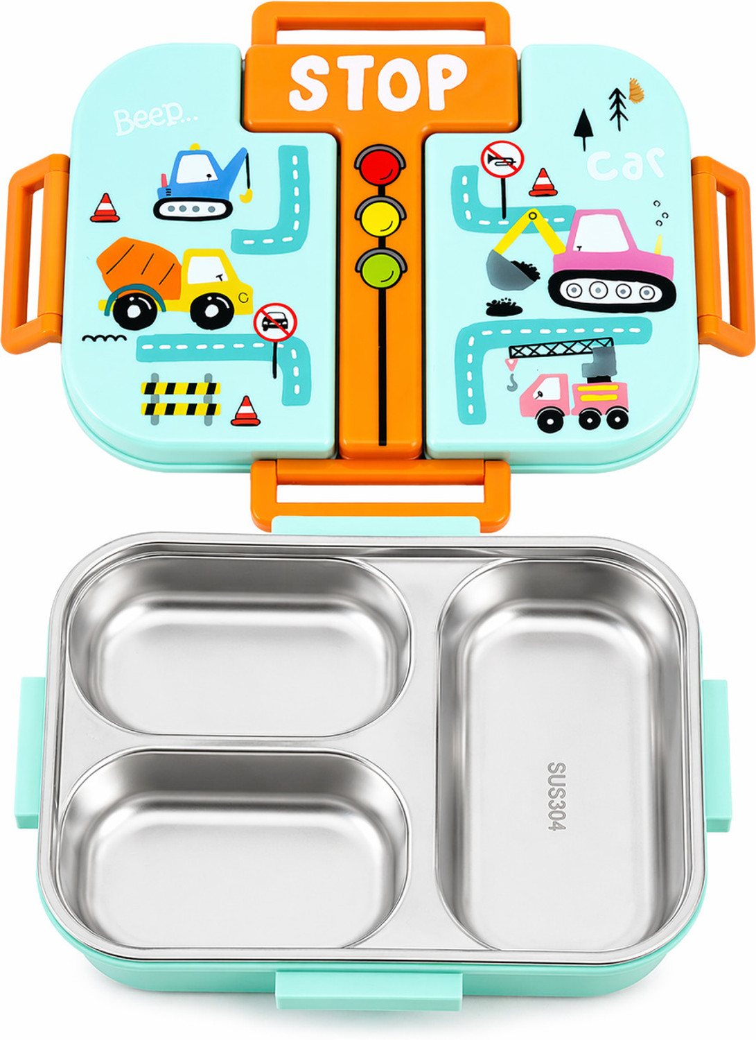 Image of MyPro Homeware HUNGRY DOUBLE DECKER 3 Containers Stainless Steel, Plastic Office Lunch Box (750 ml)