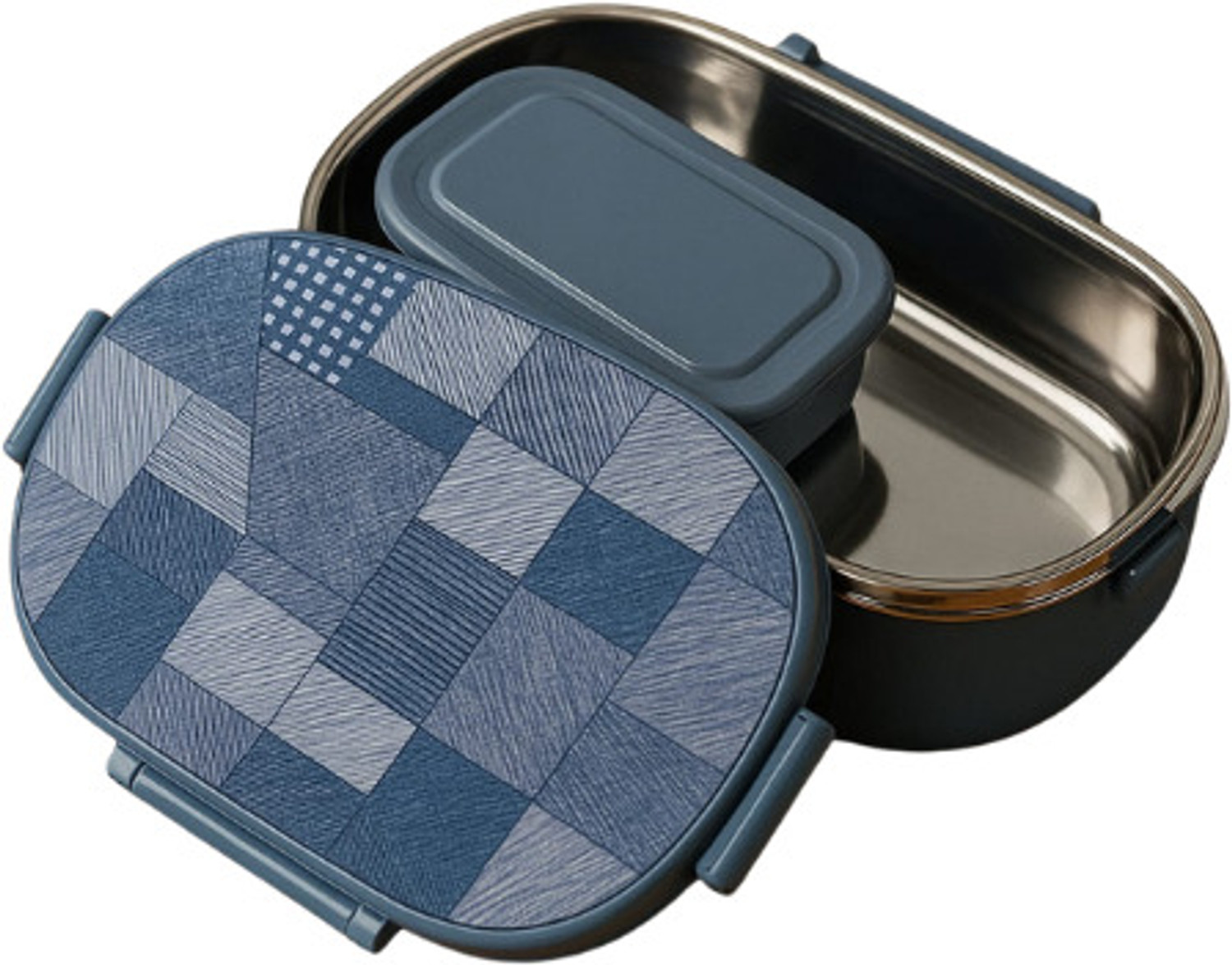 Image of ABC Shine Stainless Steel Airtight Leak-Proof Lunch Box for Office, School, Picnic 2 Containers Stainless Steel Office Lunch Box (800 ml)