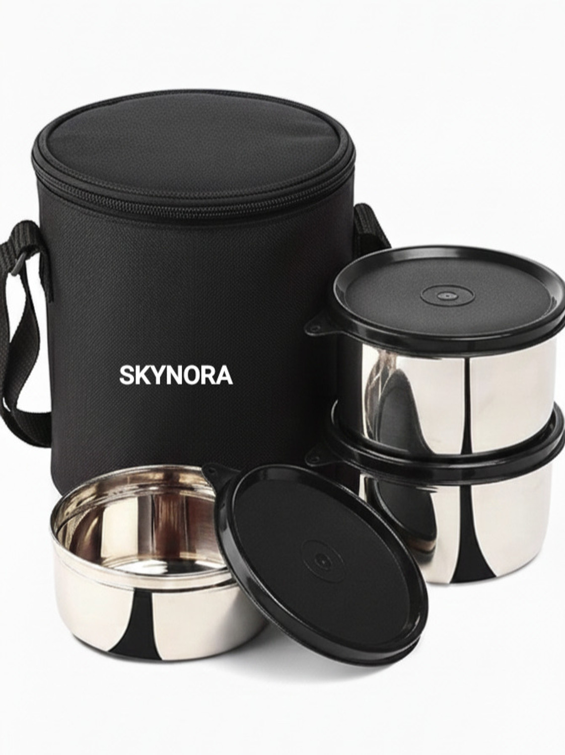 Image of NEKZA Trendy 3 Layer Insulated Lunch Box 3 Containers Plastic Office Lunch Box (1000 ml)
