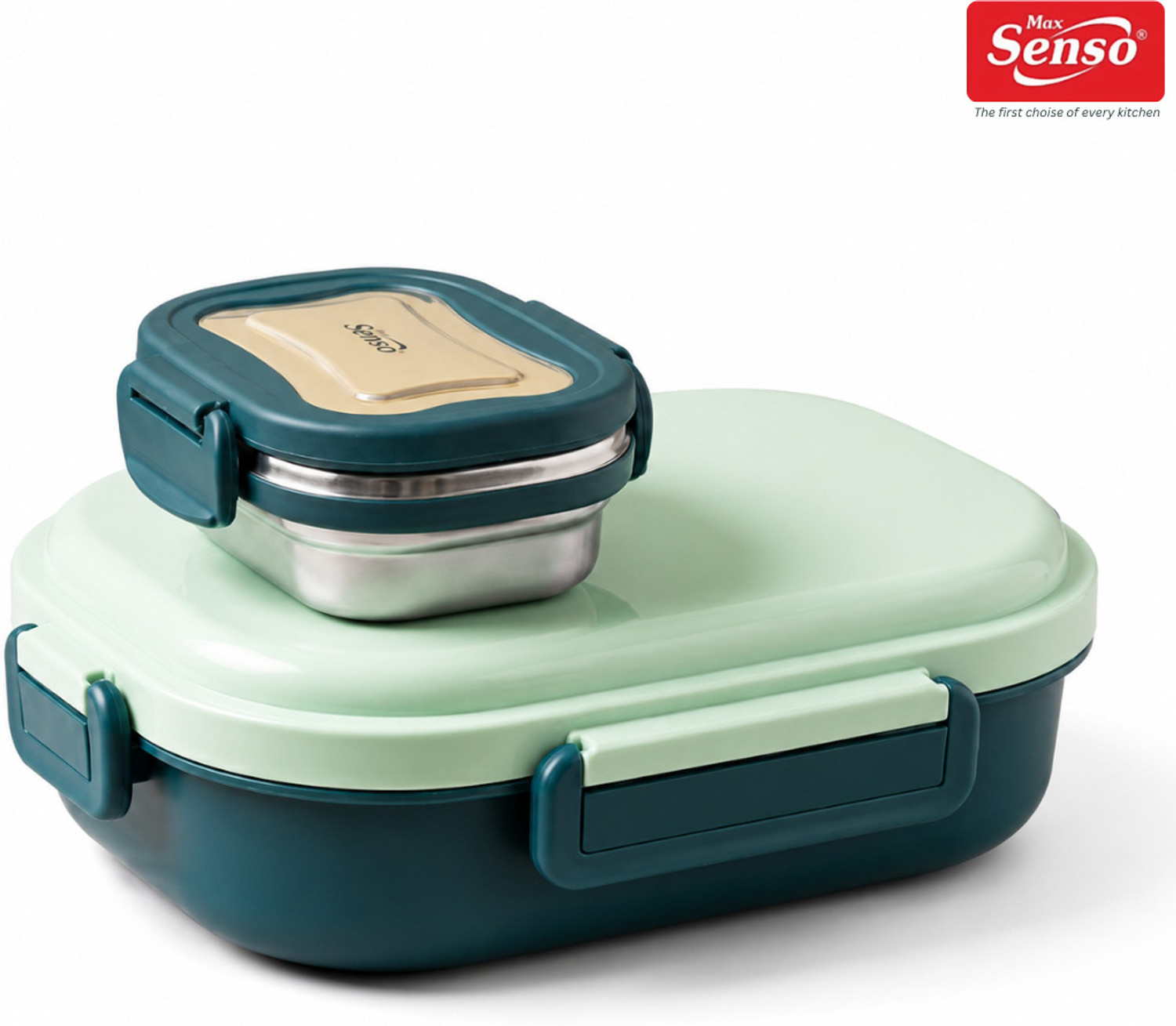 Image of Max Senso Bonnie Insulated Steel Lunch Box for Kids Lunch Box for School & Office. 2 Containers Stainless Steel, Plastic School Lunch Box (1050 ml, Microwave Safe)