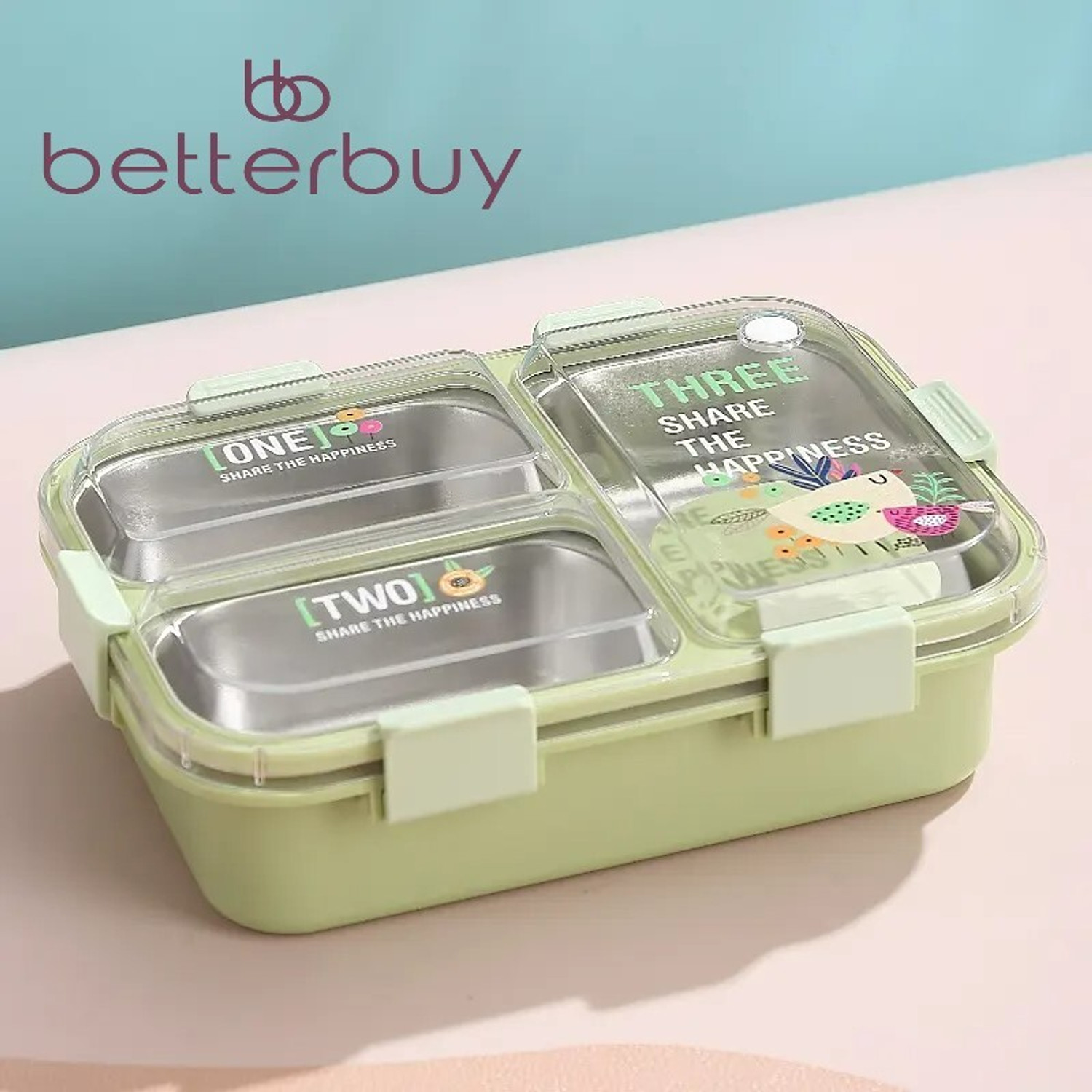 Image of MyPro Homeware HUNGRY DOUBLE DECKER 3 Containers Stainless Steel, Plastic Office Lunch Box (750 ml)