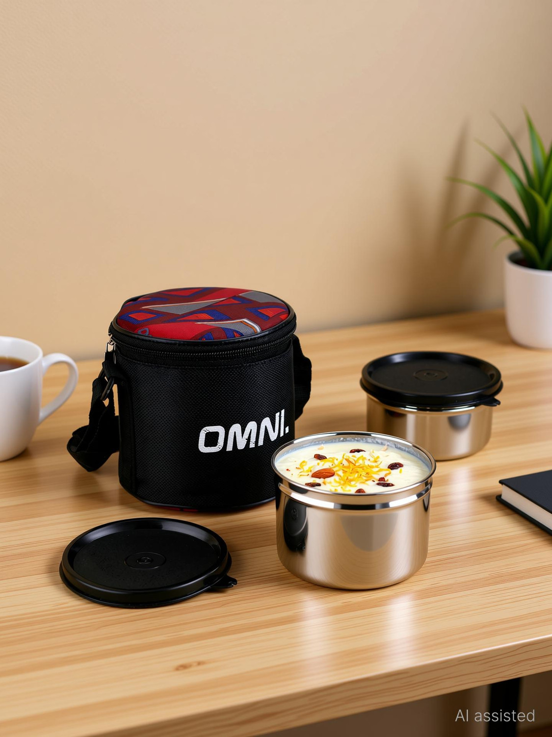 Image of NEKZA Trendy 3 Layer Insulated Lunch Box 3 Containers Plastic Office Lunch Box (1000 ml)