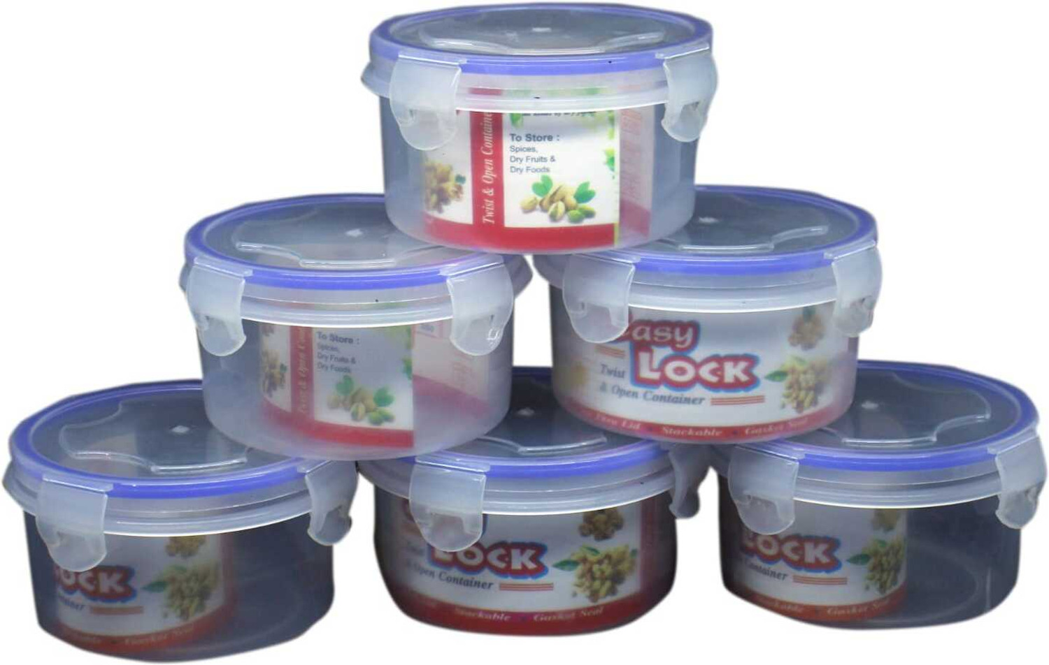 Image of JOYO Plastics Scottish 6 Pcs Container With 1 Basket Pack of 7 Pcs Storage Box (Blue)