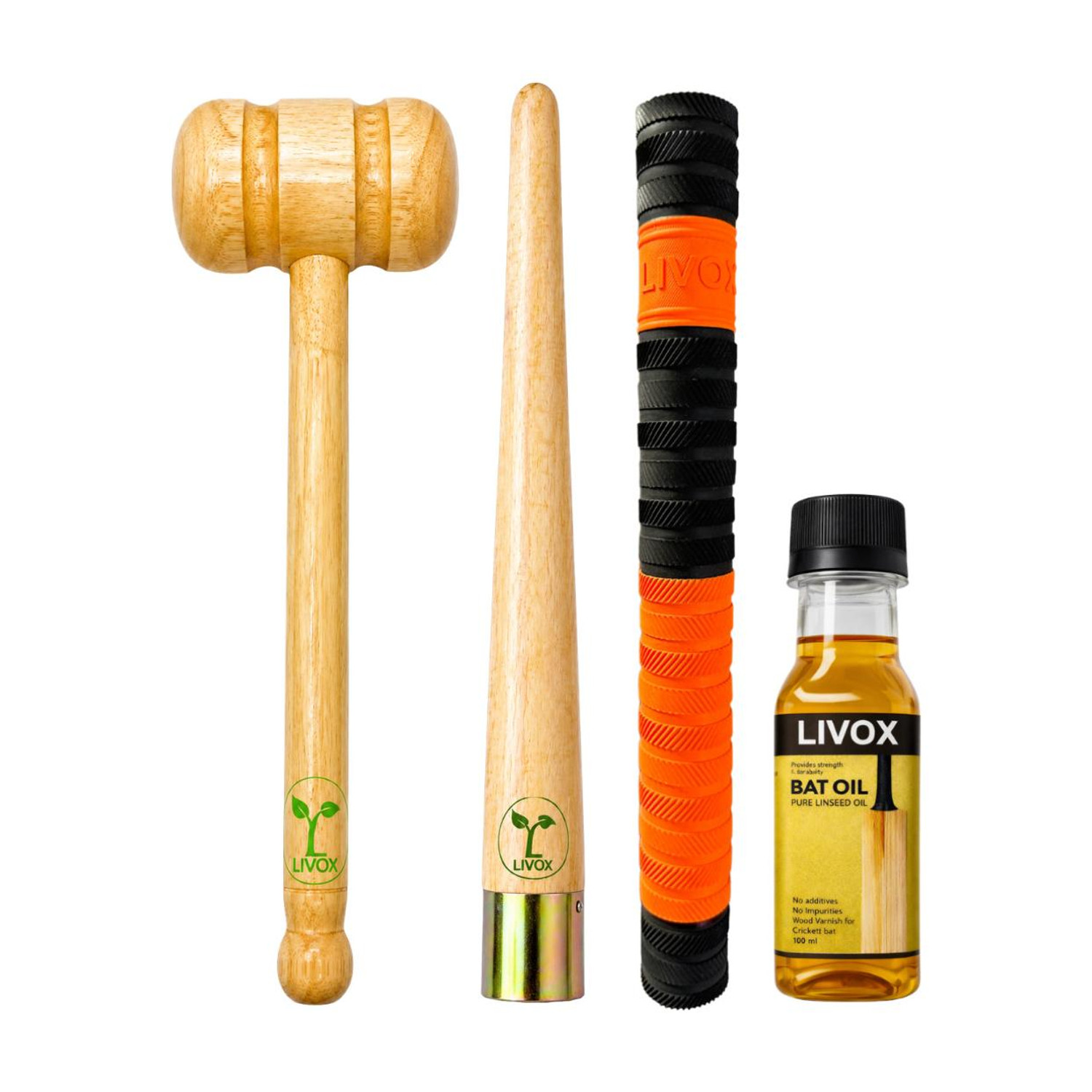 LIVOX Cricket bat knocking hammer with bat grip,cone and bat oil Wooden Bat Mallet - Image 1