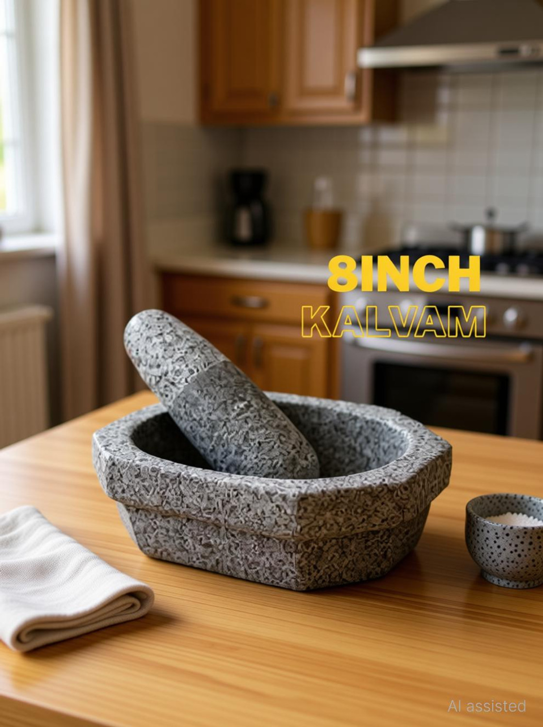 Image of subashini Kalvam 8 Inch Grinding Stone - Idikallu Stoneware Masher for Spices & Herbs Stoneware Masher (Pack of 1)