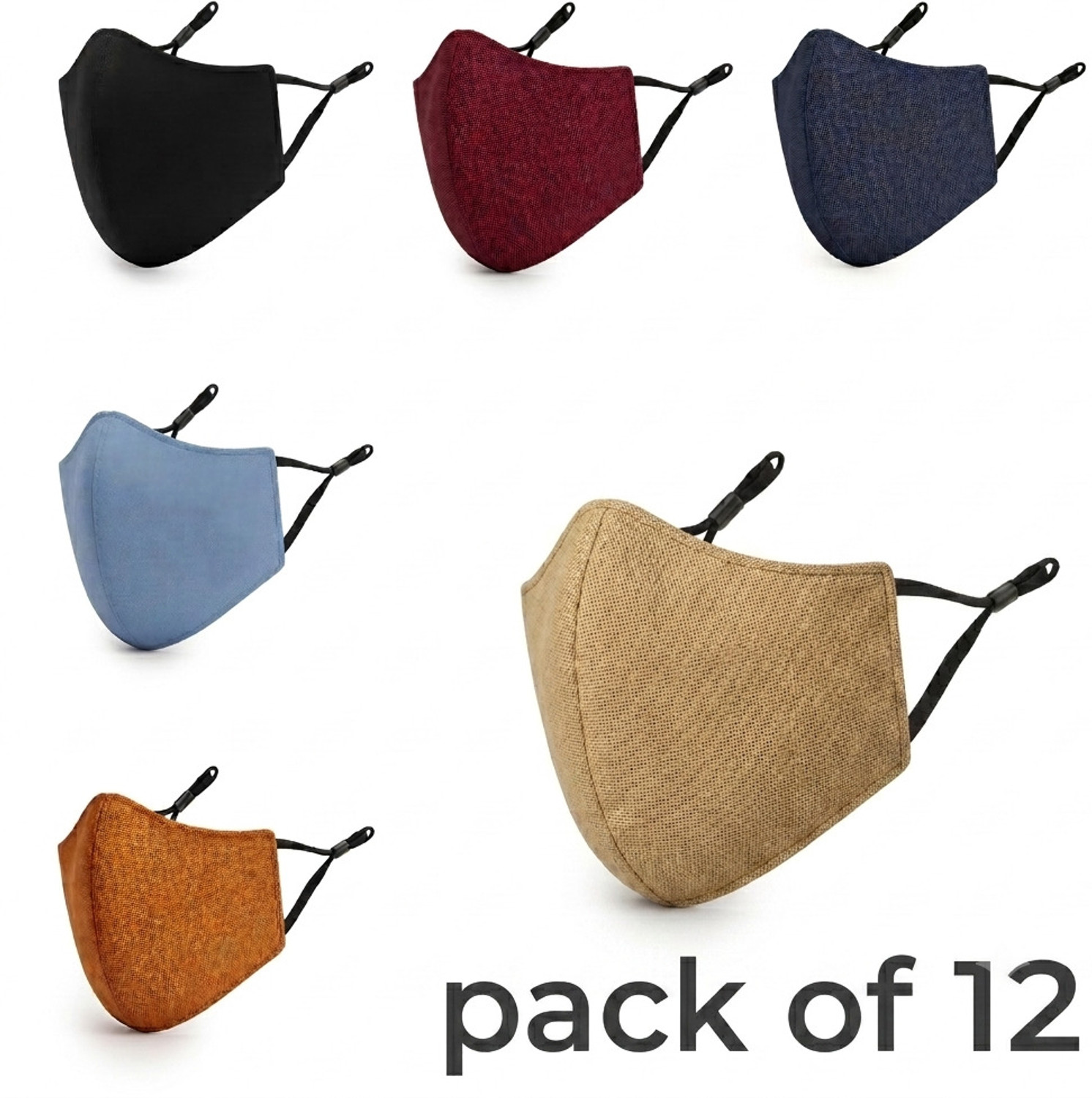 Image of Tri-Activ 6 Layer Protective Mask, PM2.5 / N95 Tested as per NIOSH standard, Anti-Virus Coating, 99.5% Filtration Efficiency, Adjustable Nose Clip, Reusable Cloth Mask With Melt Blown Fabric Layer (Black, Free Size, Pack of 4)
