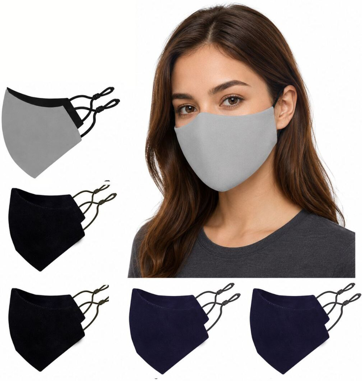 Image of MASQ 4 Layer Protective, 100% Cotton Cloth Face Mask Combo for Men with Ear Loops Swords Combo Large 04 Reusable, Washable Cloth Mask (Black, Green, L, Pack of 4, 4 Ply)