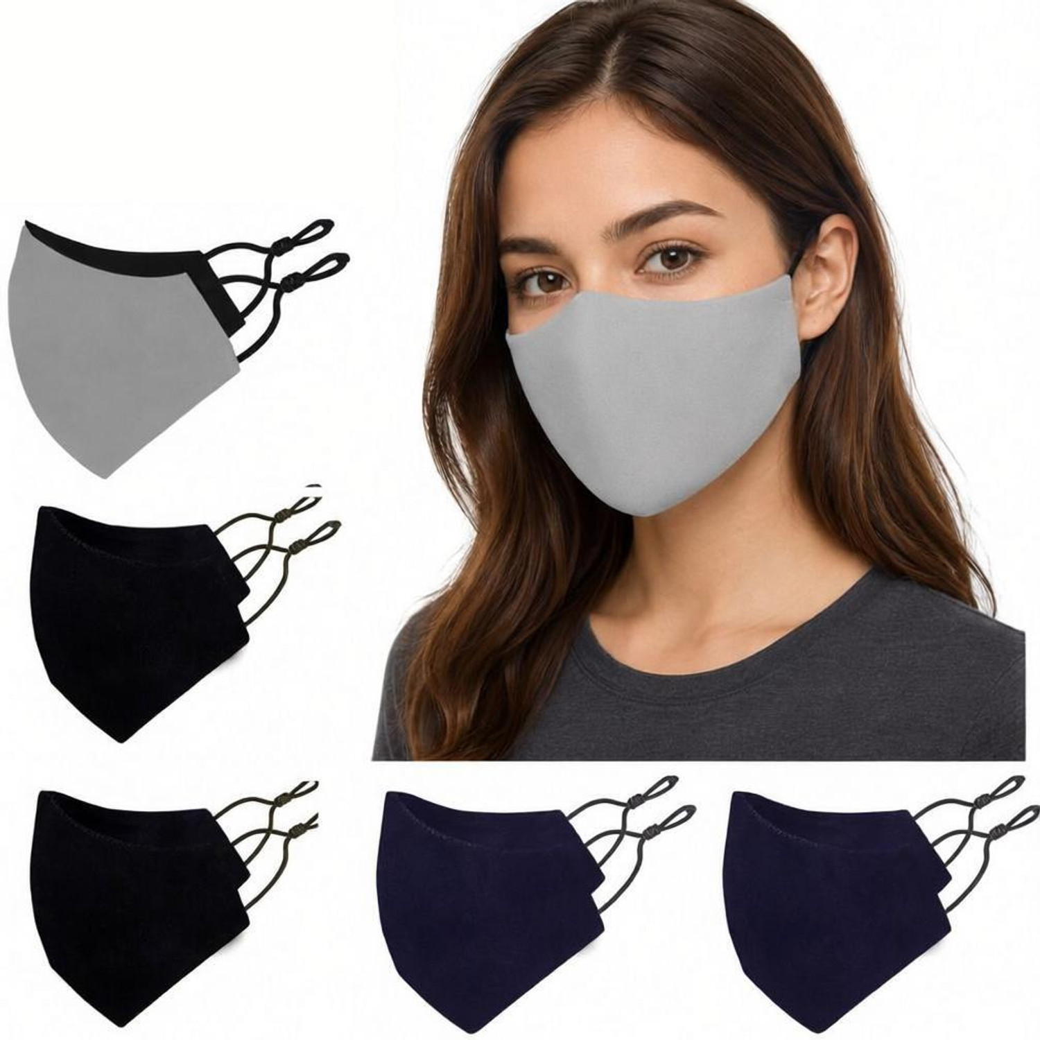 Image of Tri-Activ 6 Layer Protective Mask, PM2.5 / N95 Tested as per NIOSH standard, Anti-Virus Coating, 99.5% Filtration Efficiency, Adjustable Nose Clip, Reusable Cloth Mask With Melt Blown Fabric Layer (Black, Free Size, Pack of 4)