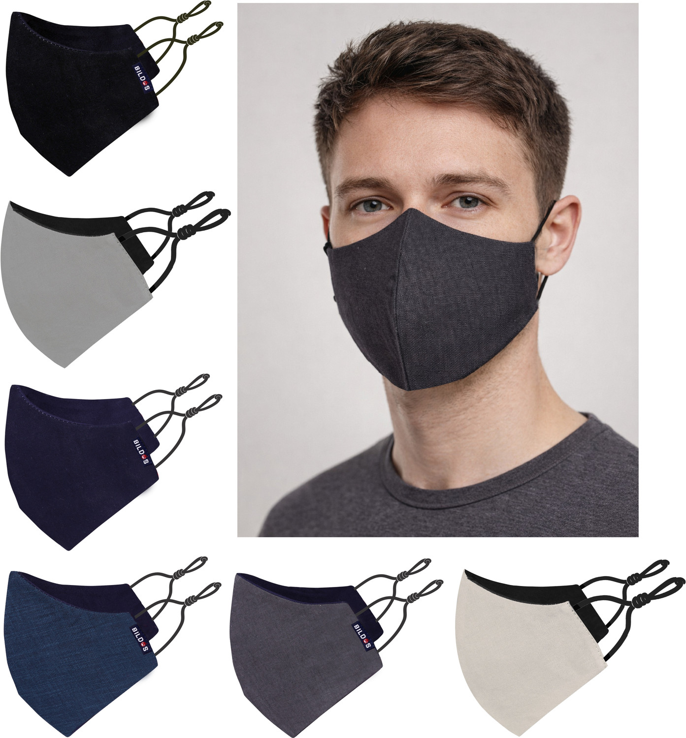 Image of Corosafe Anti-Pollution Masks With Adjustable Earloop Cotton Mask for Men & Women Cloth Mask With Melt Blown Fabric Layer (Black, Free Size, Pack of 6, 4 Ply)