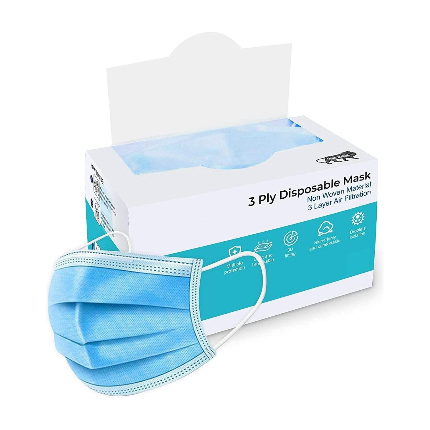 Image of Vaghani 1000Pcs With Pin Black and Blur 3 Ply Pharmaceutical Surgical Mask with 3 Layer 3 Ply Surgical Mask (1000 Pcs ( Black +Blue)) Surgical Mask With Melt Blown Fabric Layer (Blue, Black, Free Size, Pack of 1000, 3 Ply)