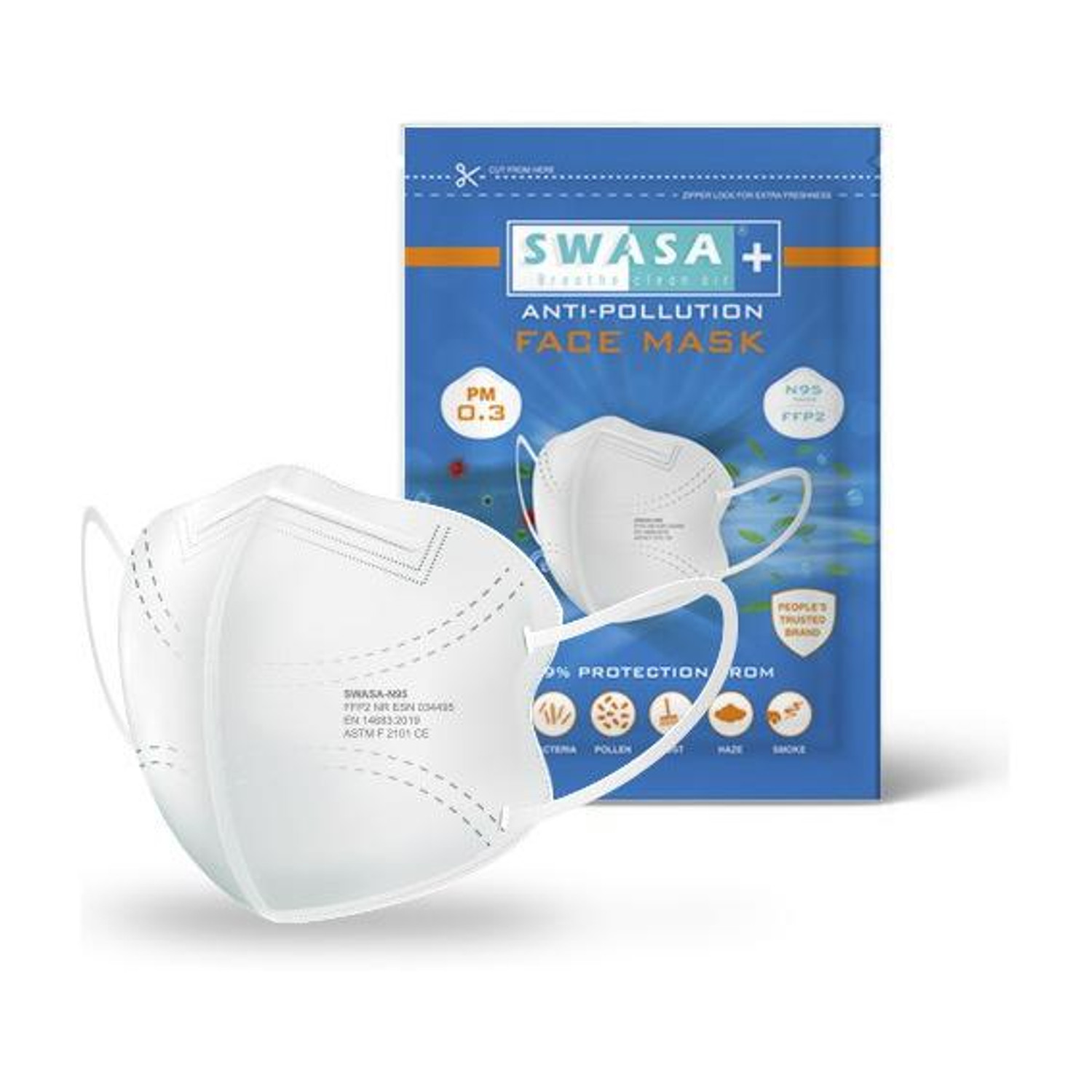 Image of Care View 3 Dimensional Disposable Face Mask Pouch with 4 Layered Filtration, SITRA and BIS(ISI) certified & Incredibly Soft Spandex Non Woven Fabric Ear loop (WHITE , PACK OF 100) 3D Mask White (White, Free Size, Pack of 100)