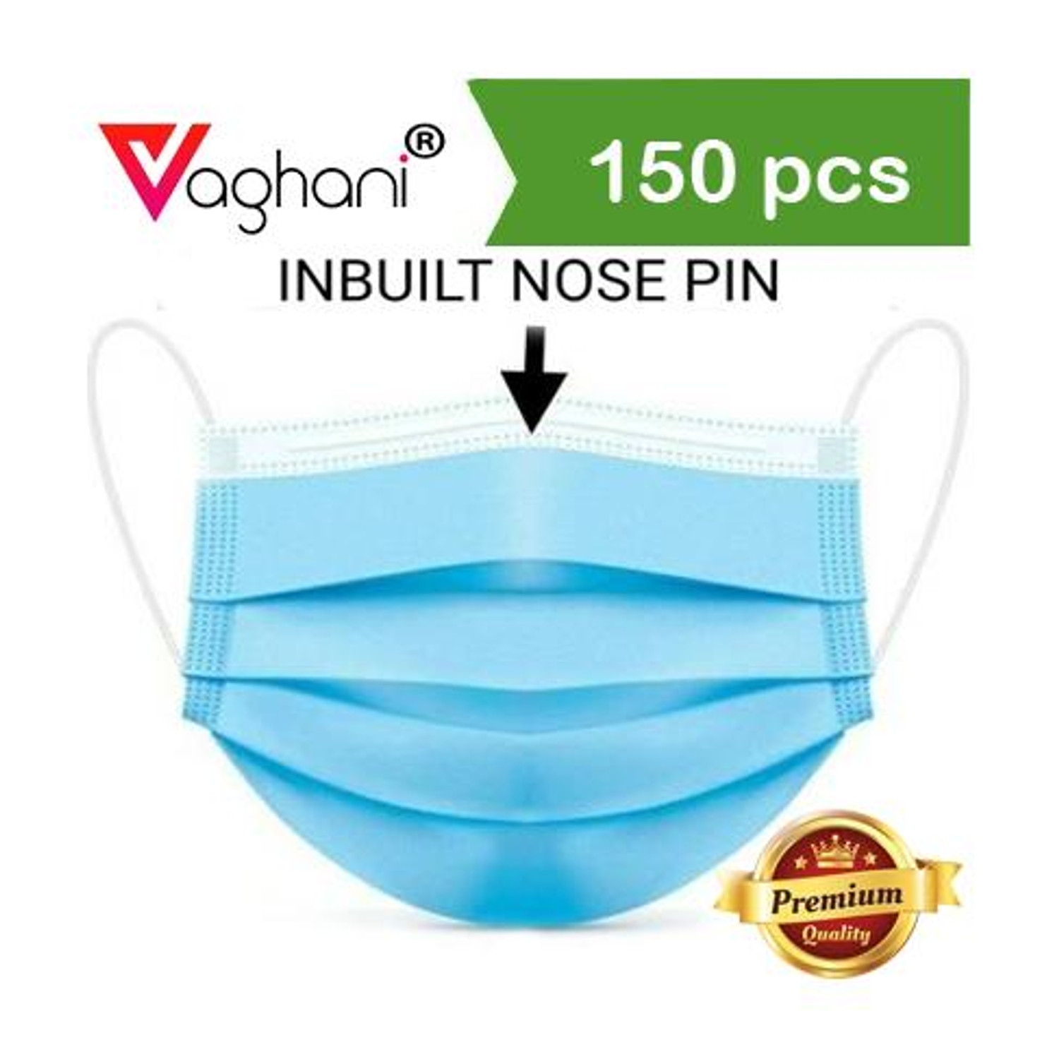 Image of Vaghani 1000Pcs With Pin Black and Blur 3 Ply Pharmaceutical Surgical Mask with 3 Layer 3 Ply Surgical Mask (1000 Pcs ( Black +Blue)) Surgical Mask With Melt Blown Fabric Layer (Blue, Black, Free Size, Pack of 1000, 3 Ply)