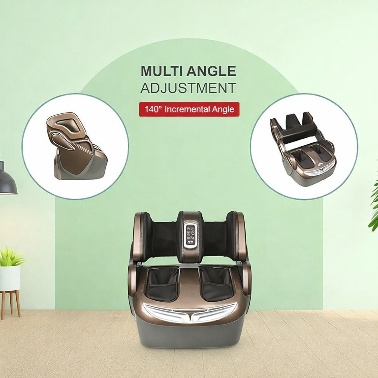 Image of LEADWORT Leg & Thigh Massager 28 Air Bags 3 Level Air Pressure Heating Roller Therepy, Improve Blood Circulation Kneading Legs Massager (Brown)