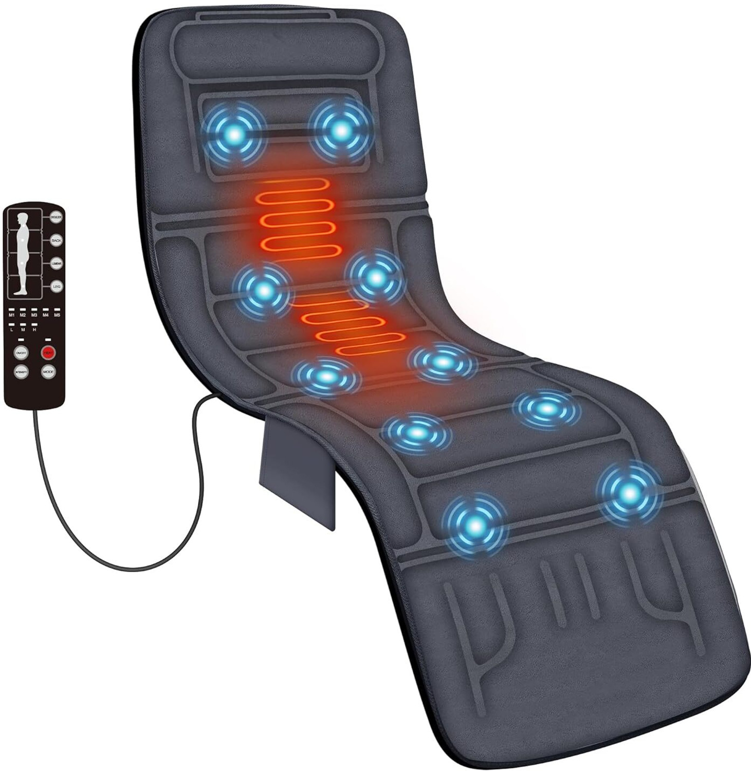 Image of Comfier Massage Mat Full Body Massage Pad with 10 Vibration Motors,Back Massager Pad with Heat, Massager (Grey)