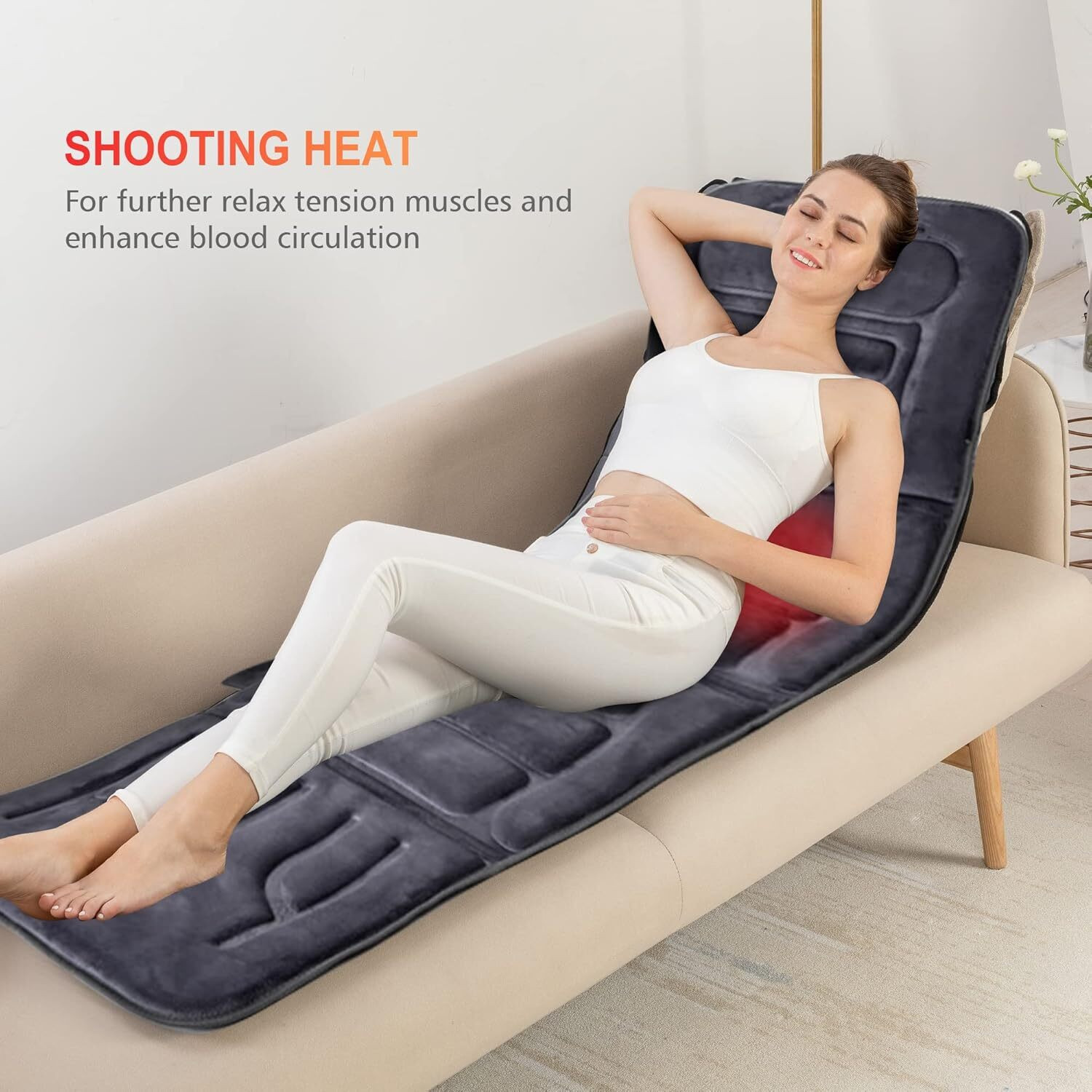 Image of Comfier Massage Mat Full Body Massage Pad with 10 Vibration Motors,Back Massager Pad with Heat, Massager (Grey)