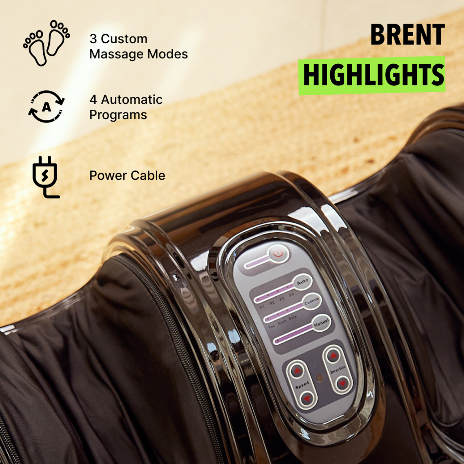 Image of Cultsport Brent Foot Massager with Kneading techniques for Pain Relief and Blood Circulation Massager (Black)