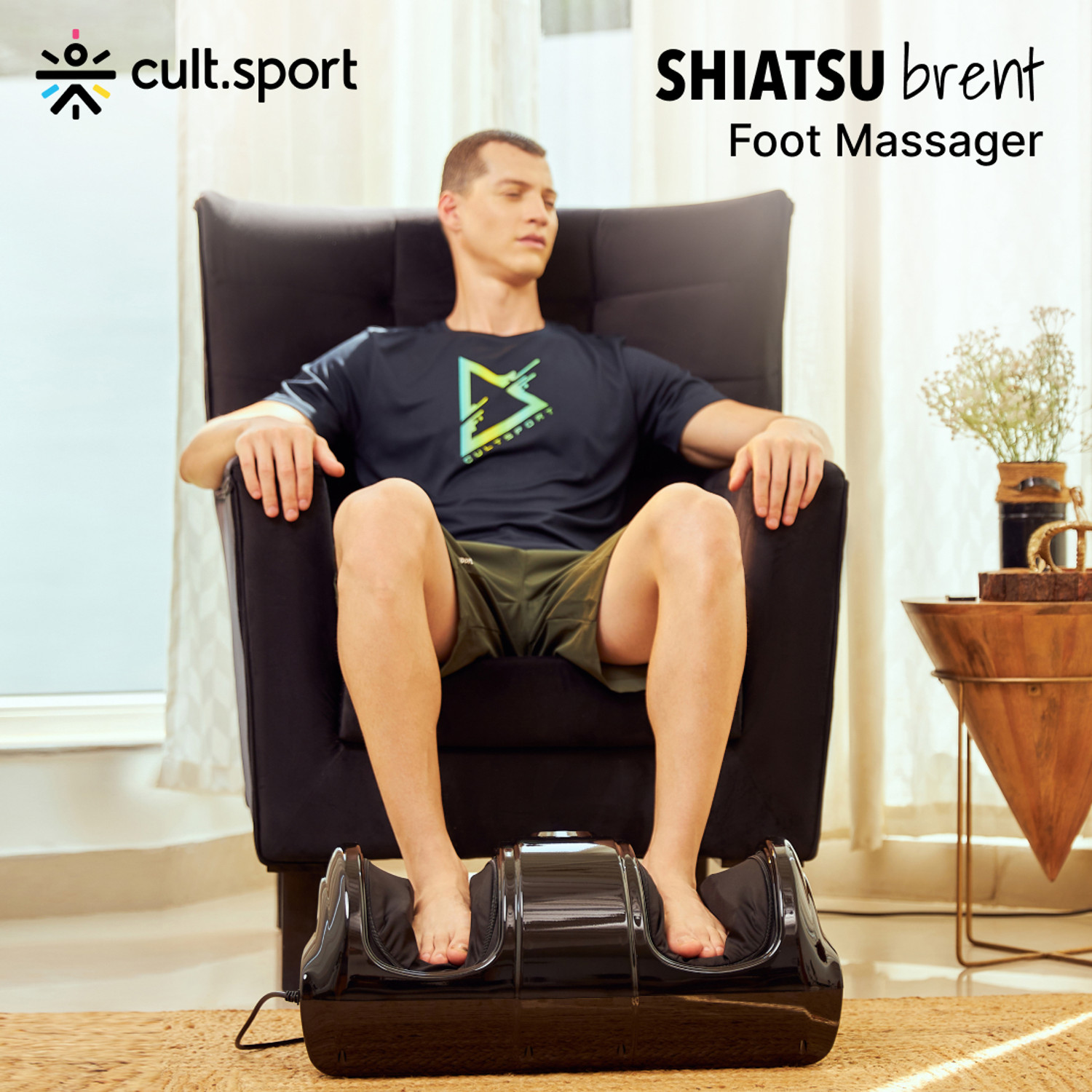 Image of Cultsport Brent Foot Massager with Kneading techniques for Pain Relief and Blood Circulation Massager (Black)