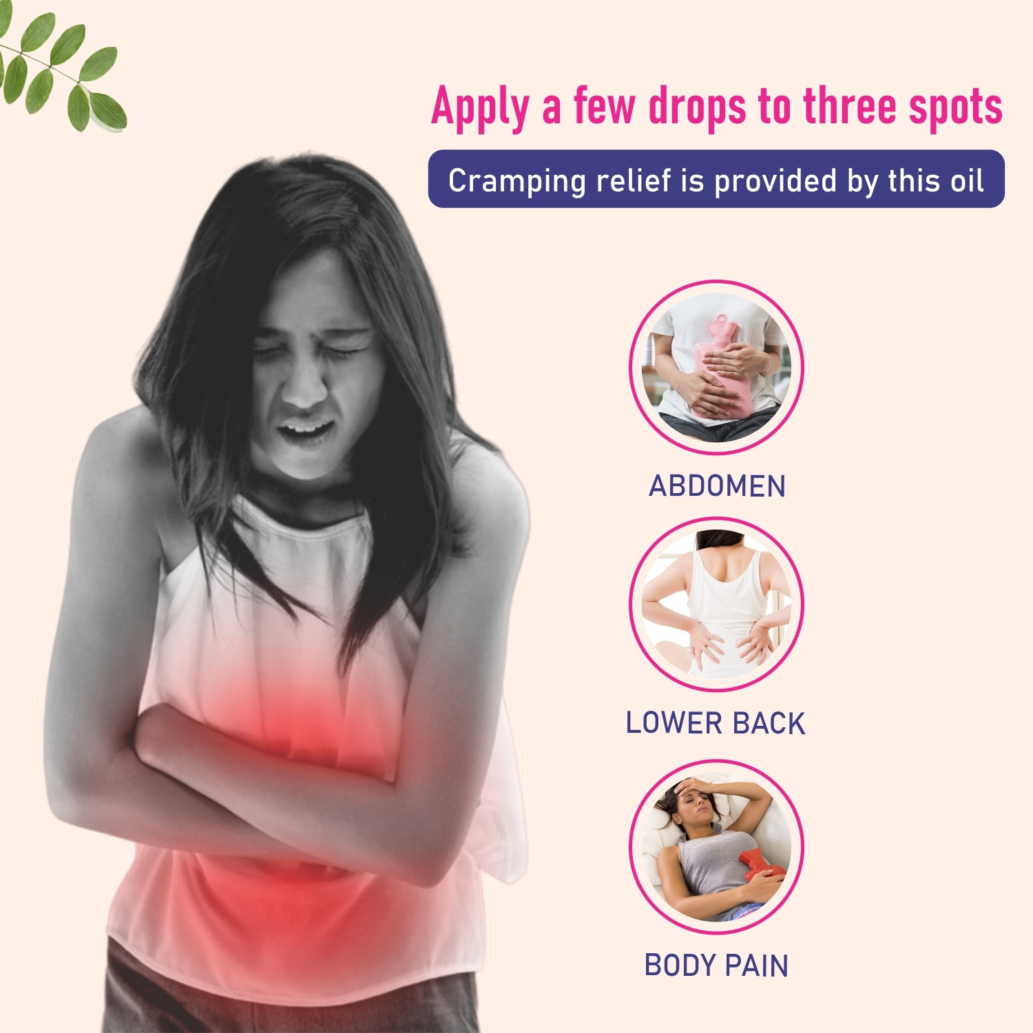 Image of MILDCARES Neck & Shoulder Massager with Heat + Cramp Relief Roll-On (10ml) | Rechargeable Shiatsu Pain Relief Combo for Cervical, Muscle & Period Cramps Stress Relaxation Massager (Beige & Pink)