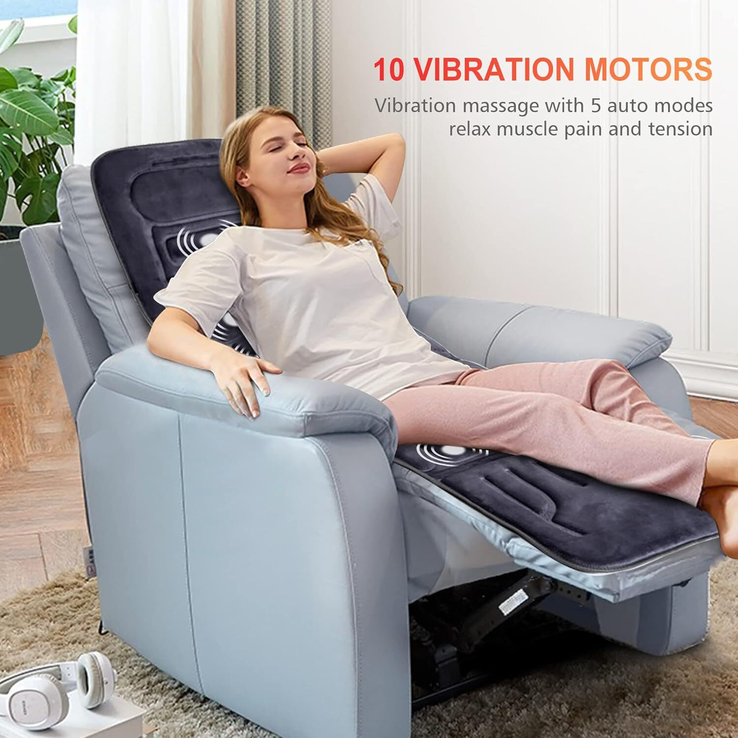 Image of Comfier Massage Mat Full Body Massage Pad with 10 Vibration Motors,Back Massager Pad with Heat, Massager (Grey)