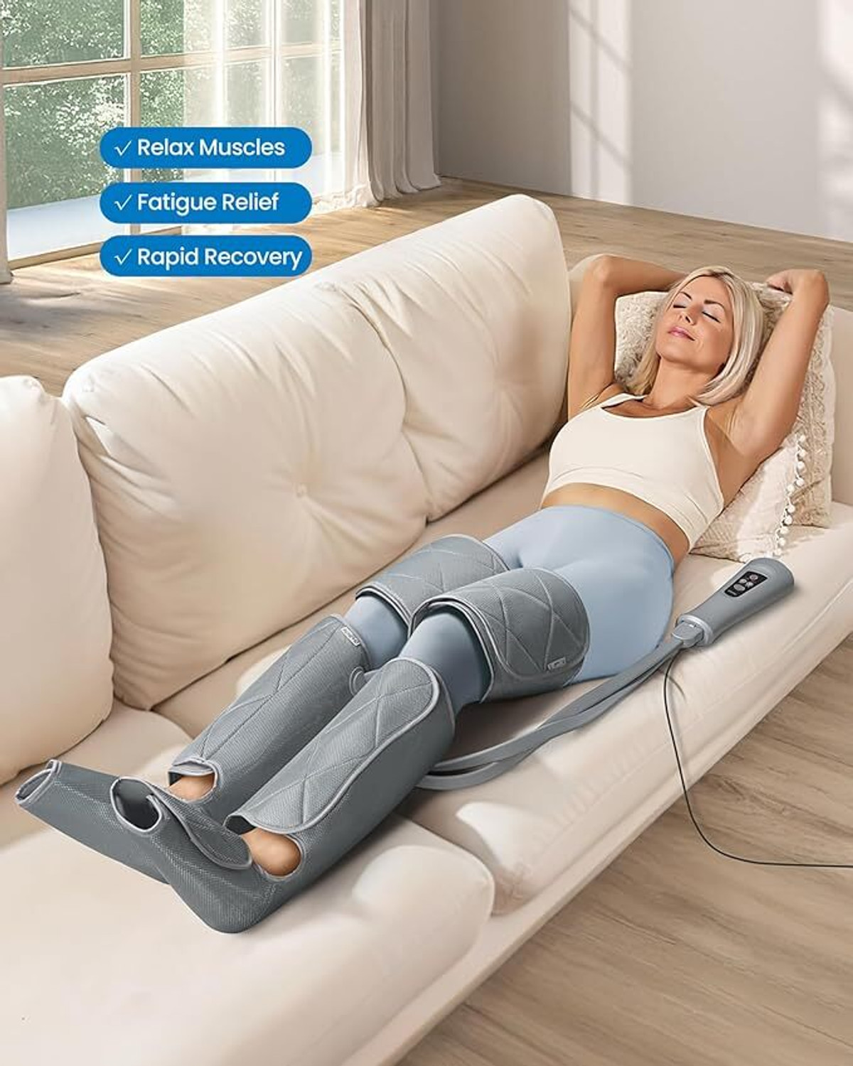Image of RLN RENPHO RP-ALM070H Corded Electric Leg Massager Air Compression for Circulation Calf Massager (Grey)