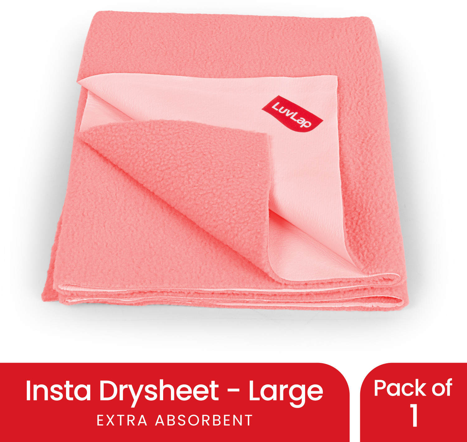 Image of BeyBee Cotton Baby Bed Protecting Mat (Salmon Rose, Extra Large)