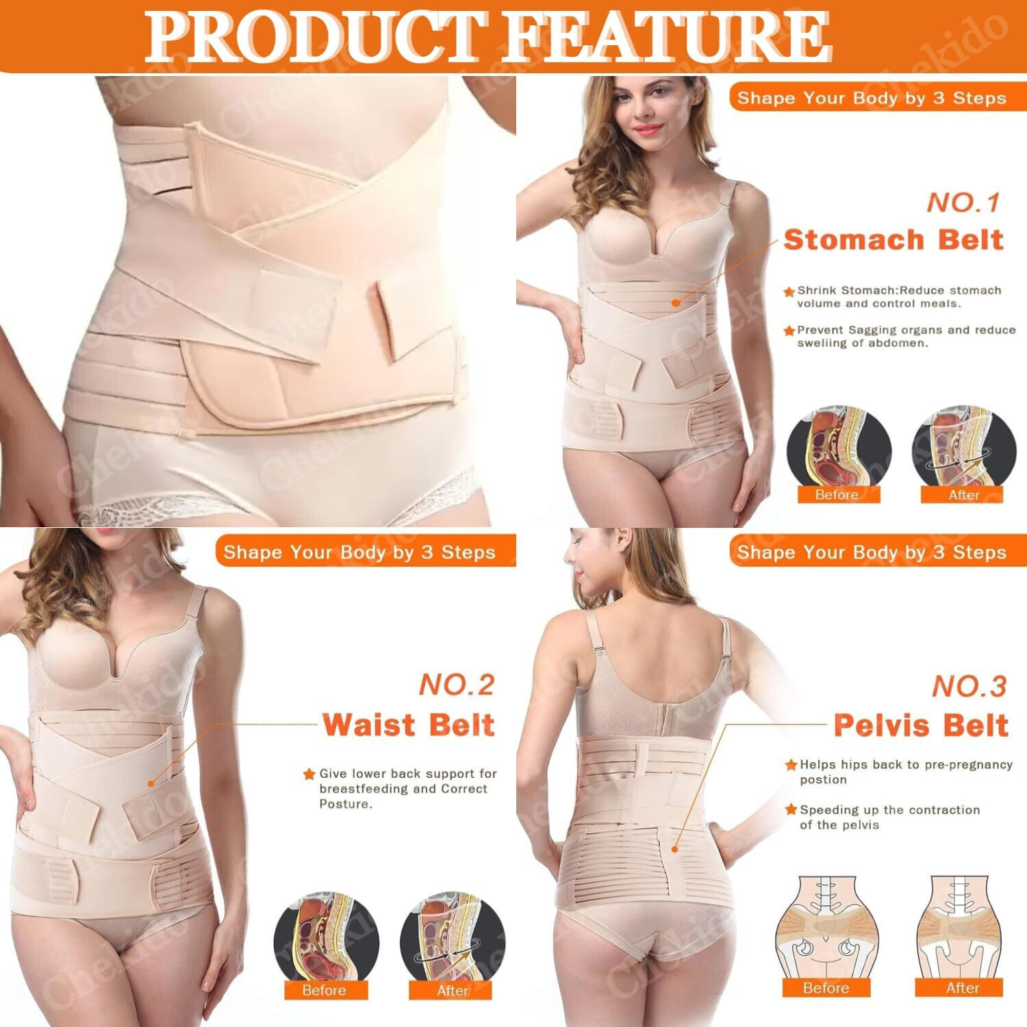 Image of metreno Pregnancy Belt after Delivery Tummy C Section postpartum Maternity Belt (Beige)