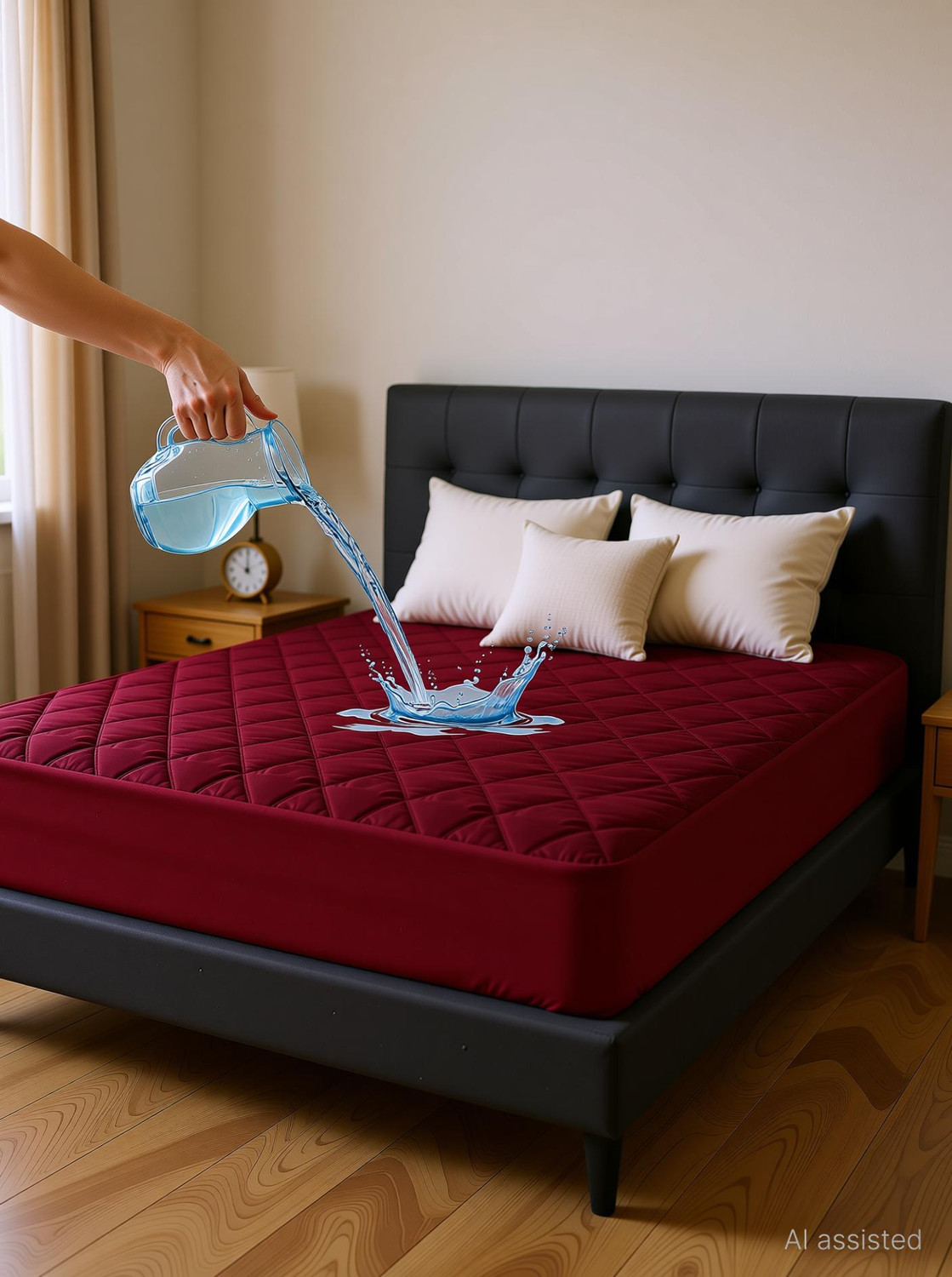 Image of CRAZY WORLD Double, King Size Fitted Nylon, Polyster Breathable, Stretchable, Waterproof Mattress Cover (198.12 cm x 182.88 cm, Brown)